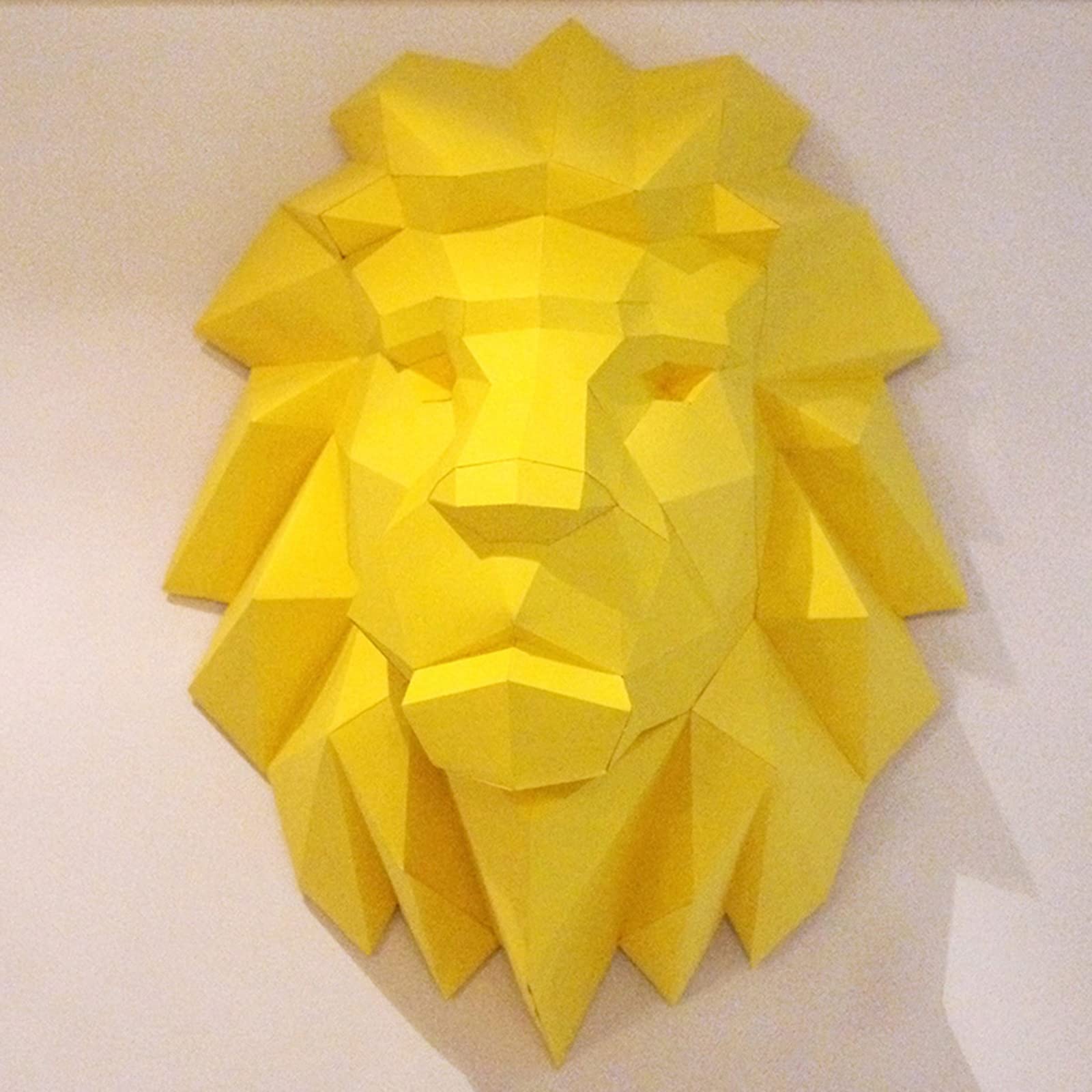 3D Lion Head Geometric Paper Model - DIY Origami Puzzle Wall Art, Handmade Paper Sculpture Trophy for Home & Office Decor | Perfect for Gifts, Parties, and Creative Room Design