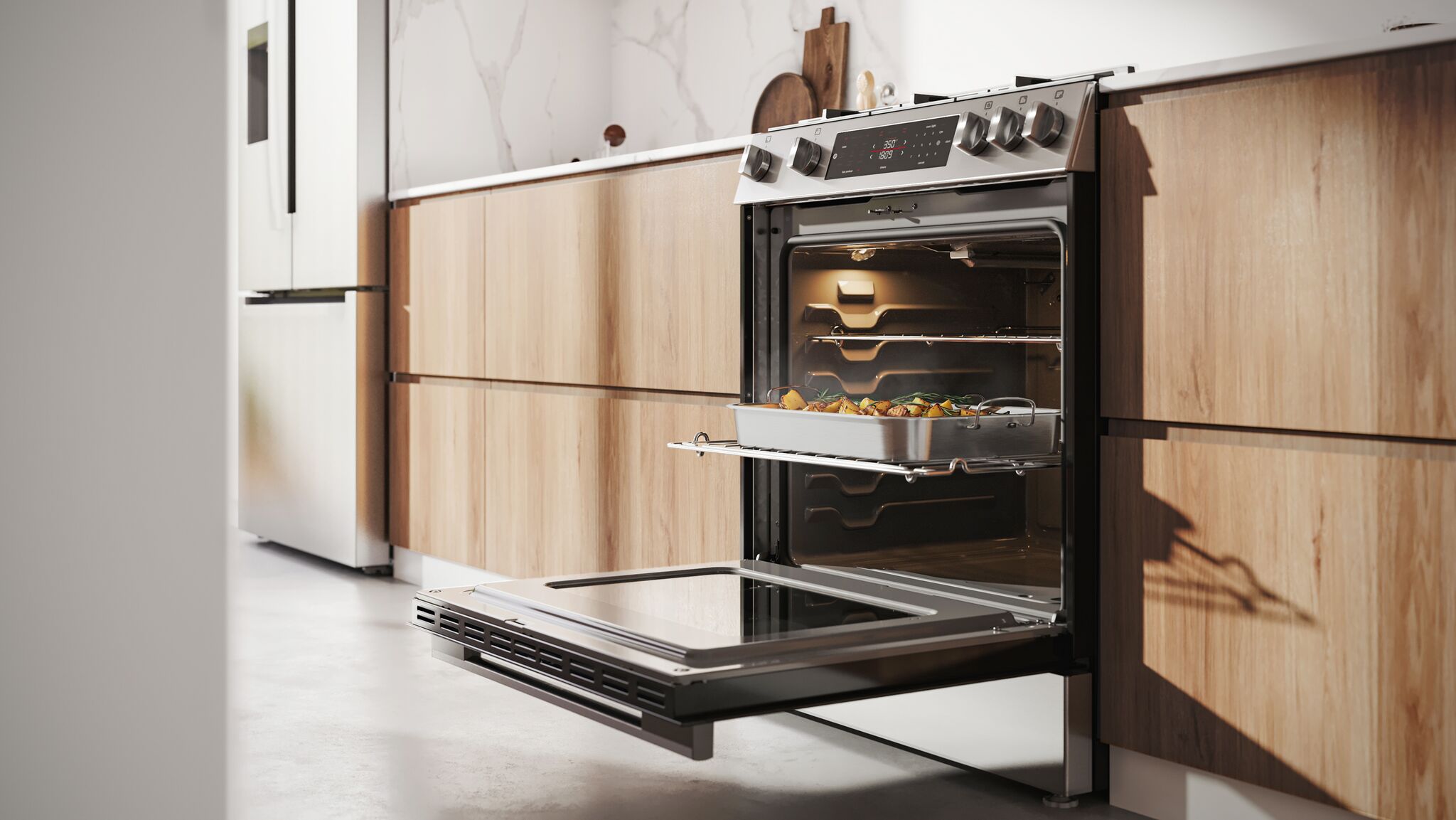 Bosch HEF1050MC 30-Inch Slide-In Electric Range - 5.8 Cu. Ft Stainless Steel Oven with 4 Sealed Burners - Perfect for Modern Kitchens & Home Cooking