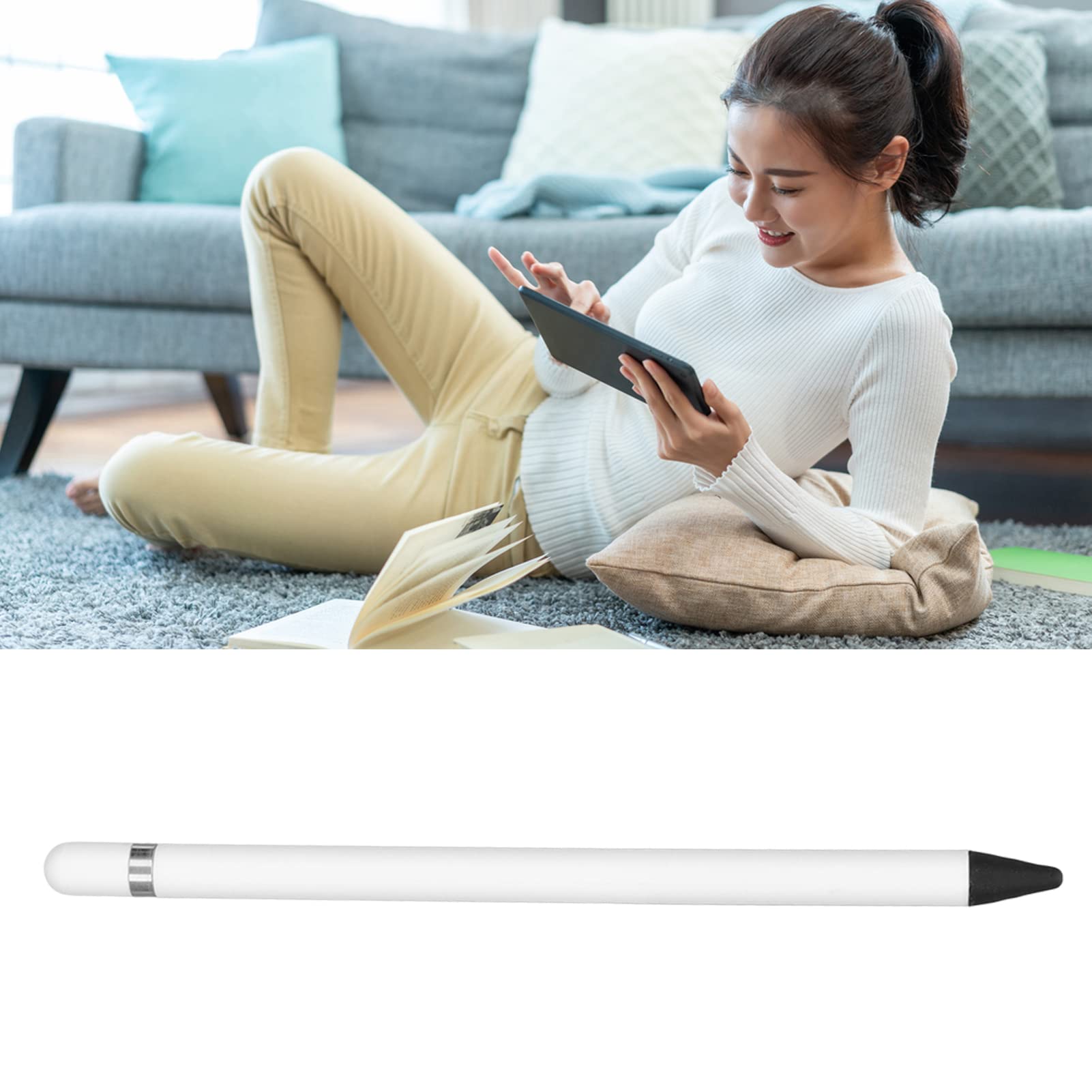 High Sensitivity Capacitive Stylus Pen for Touch Screens - Smooth Writing Tablet Stylus Compatible with iOS & Android Devices (No Charging Needed, White) - Perfect for Note-Taking, Drawing & Digital Signatures
