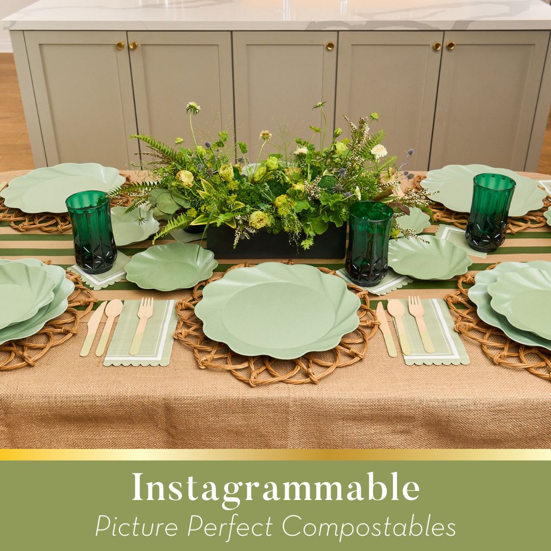 Eco-Friendly 8-Piece Sage Green Dinner Plate Set | Sustainable & Stylish for Everyday Meals, Parties & Events