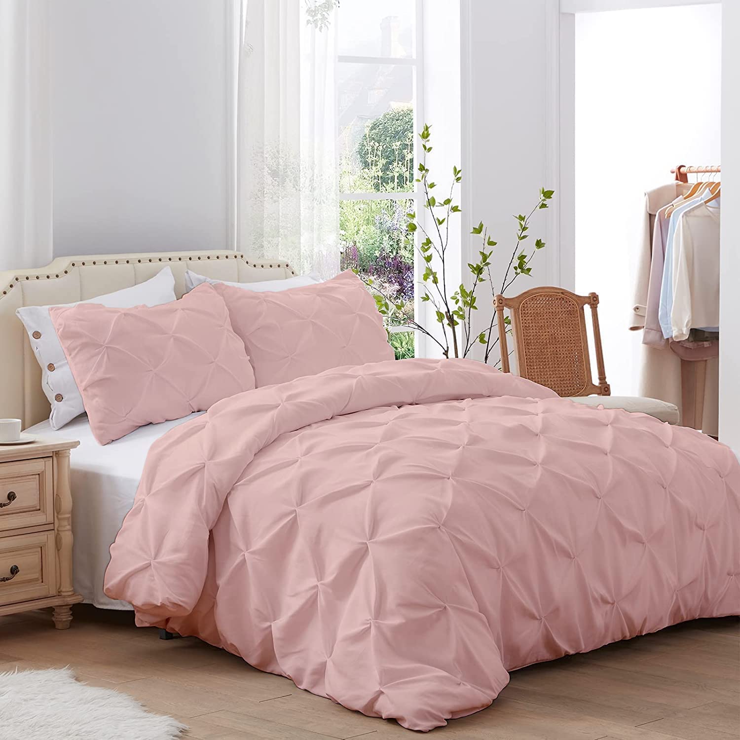 Premium 100% Natural Cotton Pinch Duvet Cover Set - Ultra Soft King/California King Size (104
