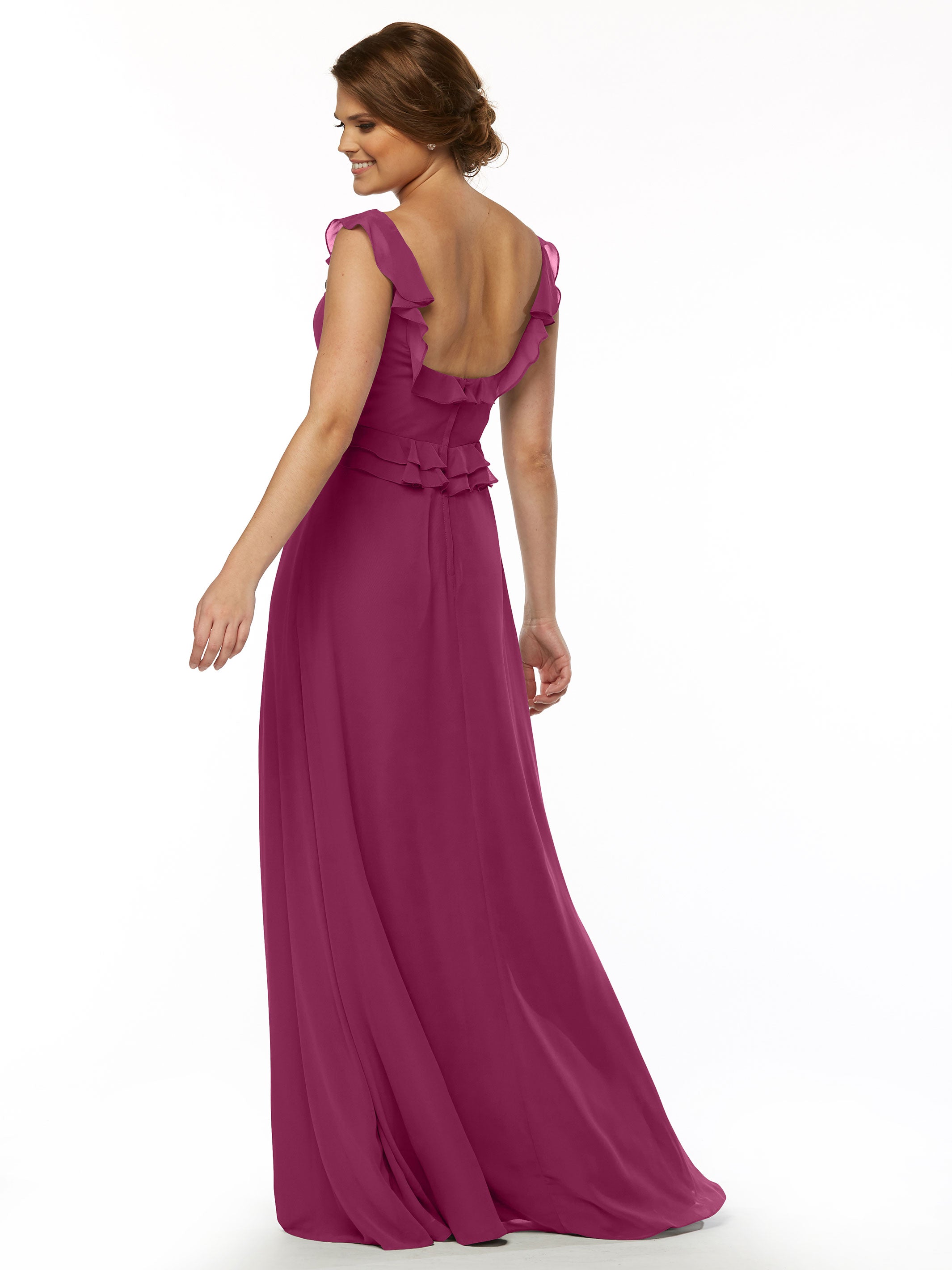 Elegant Off-the-Shoulder Chiffon Bridesmaid Dress with Ruffled Bodice - A-Line Silhouette for Weddings, Parties & Formal Events (Style 80173)