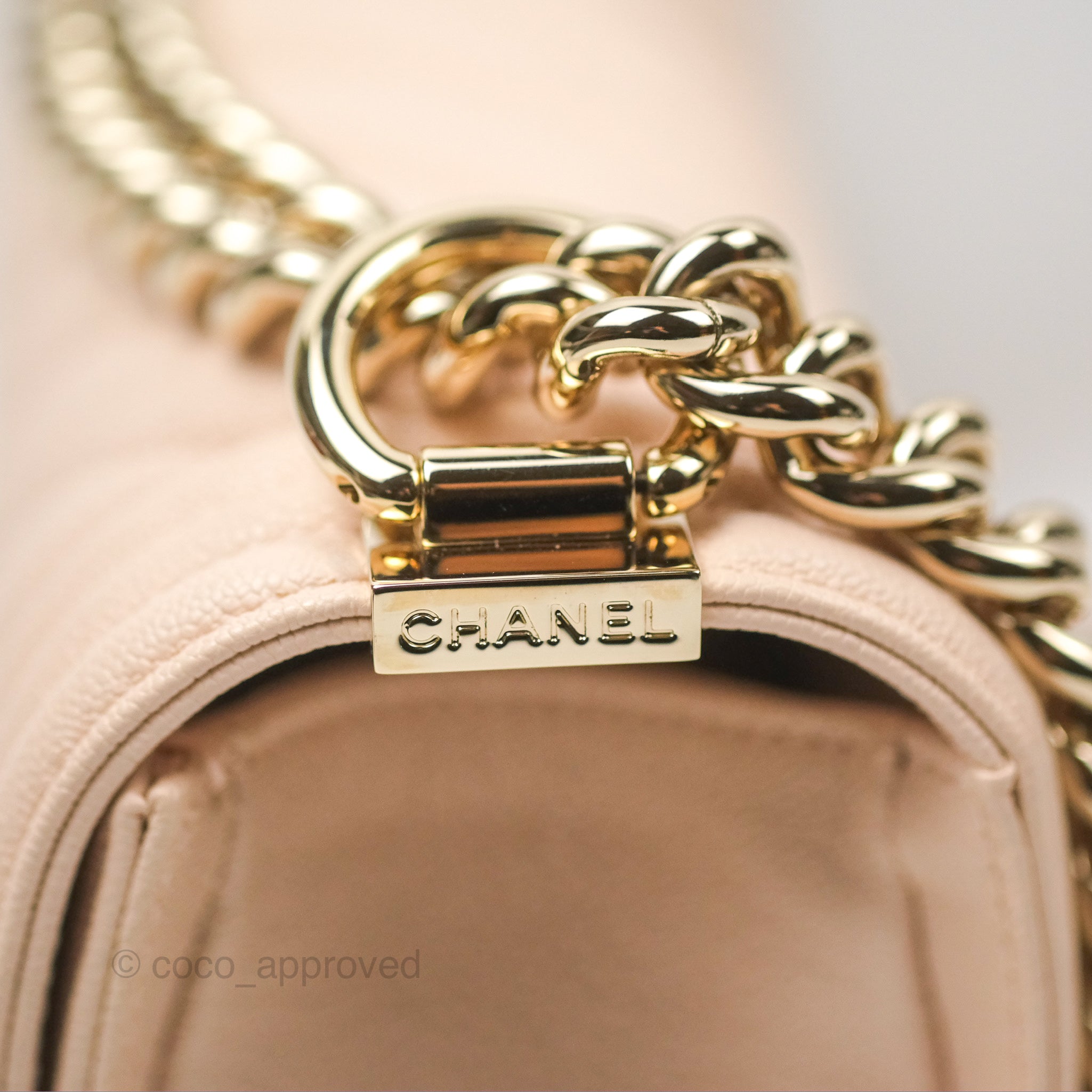 Chanel Chevron Medium Boy Bag in Light Pink Caviar Leather with Gold Hardware - Luxury Crossbody Bag for Women, Perfect for Parties & Evening Events
