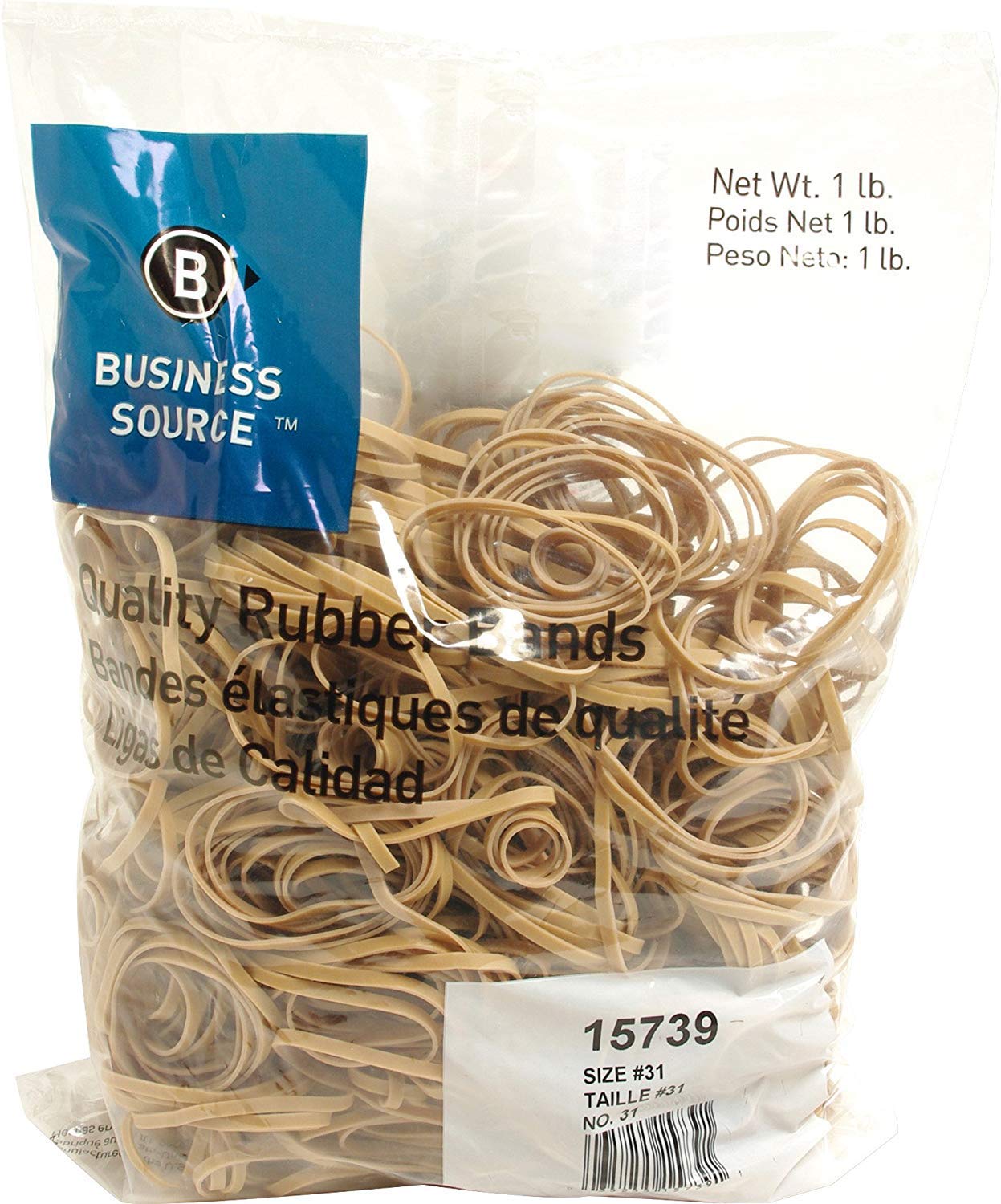 Premium Business Source Rubber Bands - 4 Pack (1/4 lb) | Heavy Duty Office & Mailing Supplies for Documents, Bundles & Packaging | Commercial Grade Elastic Bands for Home, Office & Warehouse Use