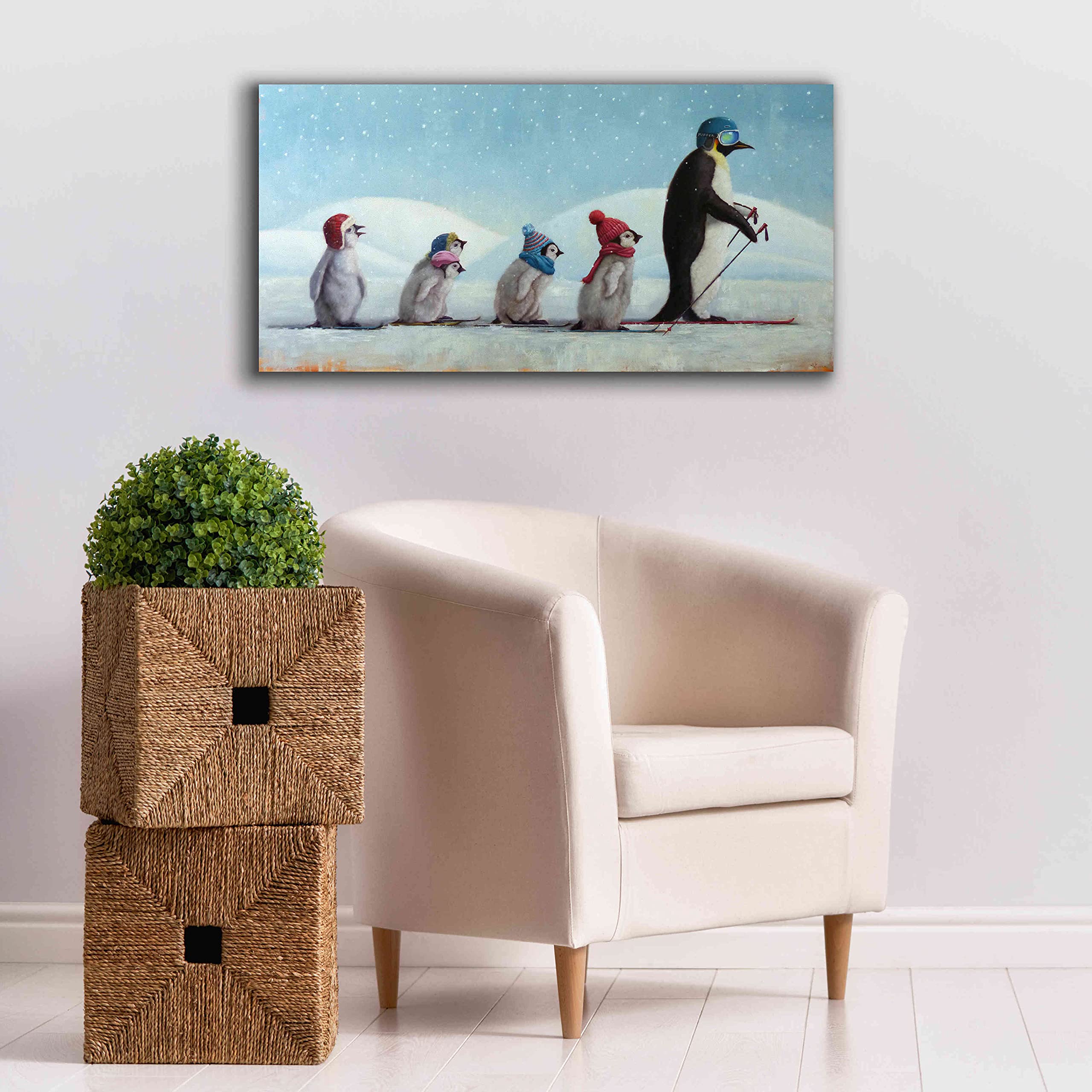 Epic Graffiti 'Ski School' by Lucia Heffernan - 40x20 Inch Canvas Wall Art Painting, Modern Home Decor for Living Room, Bedroom & Office