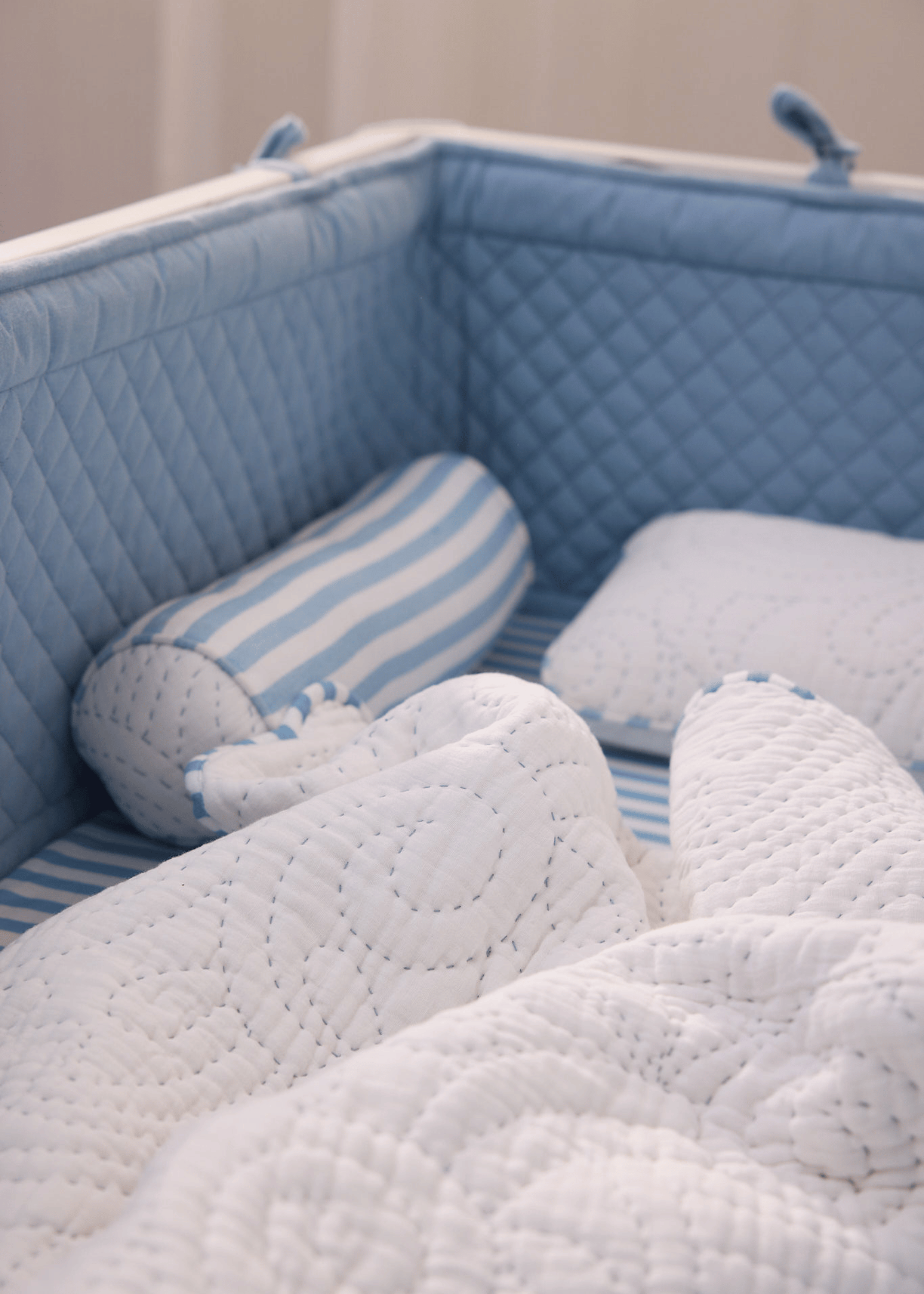 Premium Heirloom Blue Complete Cot Bedding Set with Soft Bumper - Cozy Nursery Essentials for Baby's Comfort & Safety | Perfect for Newborns, Infants & Toddlers