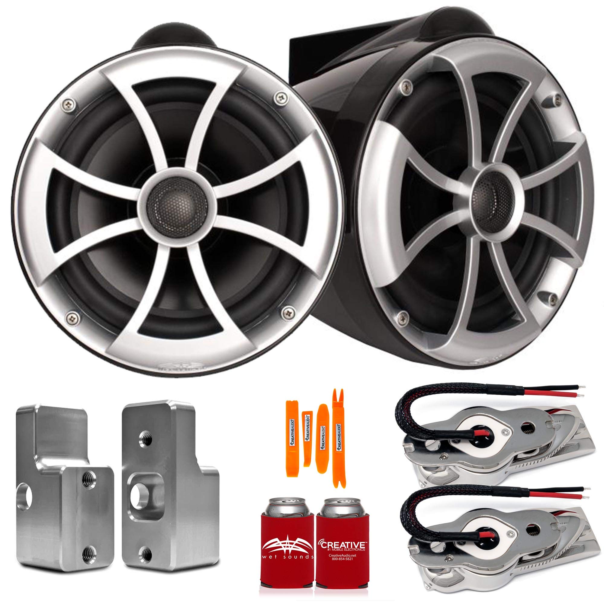 Wet Sounds ICON8B-SBM 8 Inch Black Swivel Tower Marine Speakers with Nautique G Tower Adapters - Perfect for Boat, Wakeboard Tower, and Water Sports Audio System