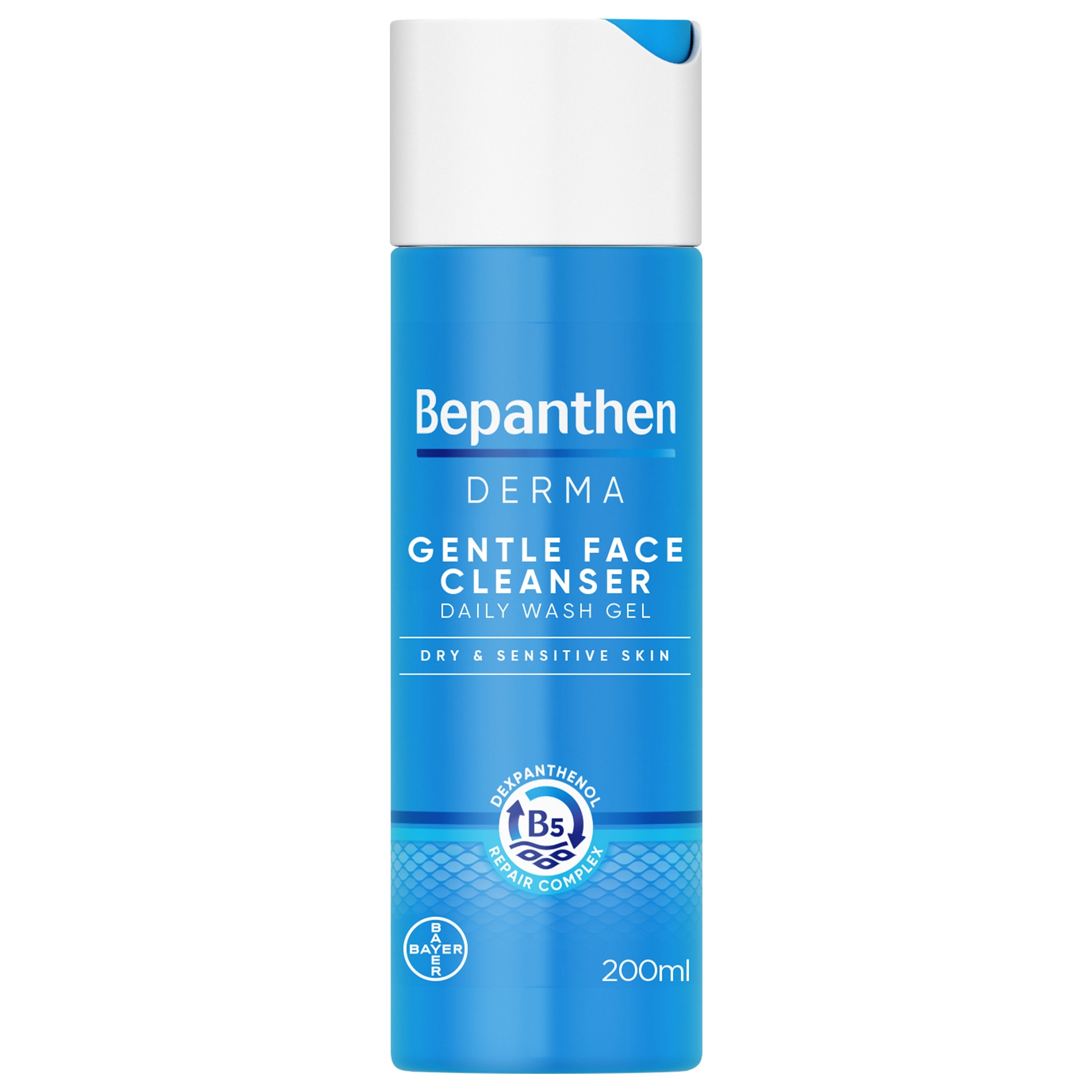 Bepanthen Derma Gentle Face Cleanser 200ml - Fragrance-Free Daily Facial Wash for Sensitive Skin - Perfect for Morning & Night Skincare Routine