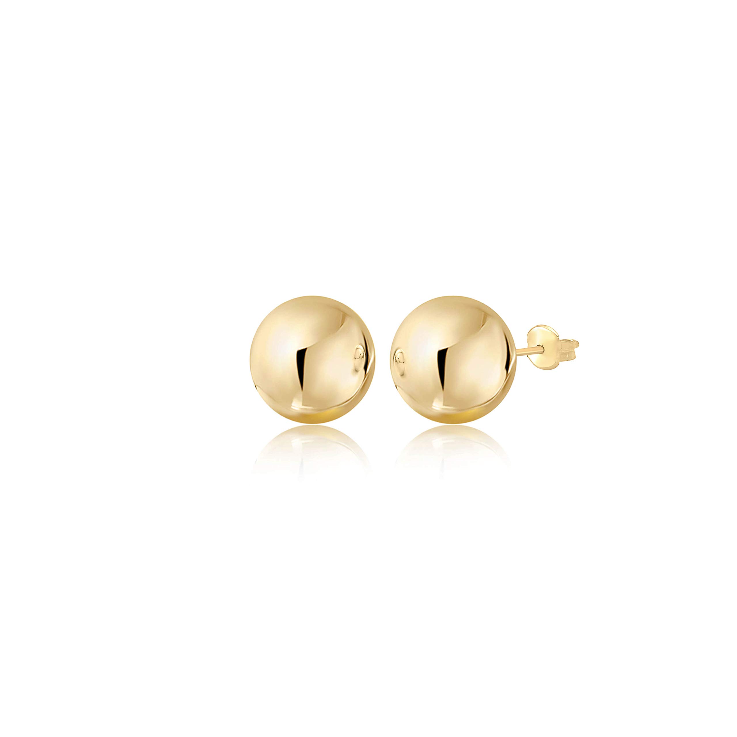 10K & 14K Gold Ball Stud Earrings for Women - Hypoallergenic Nickel Free (5mm-12mm) in White/Yellow/Rose Gold - Perfect for Everyday Wear, Gift Giving & Special Occasions