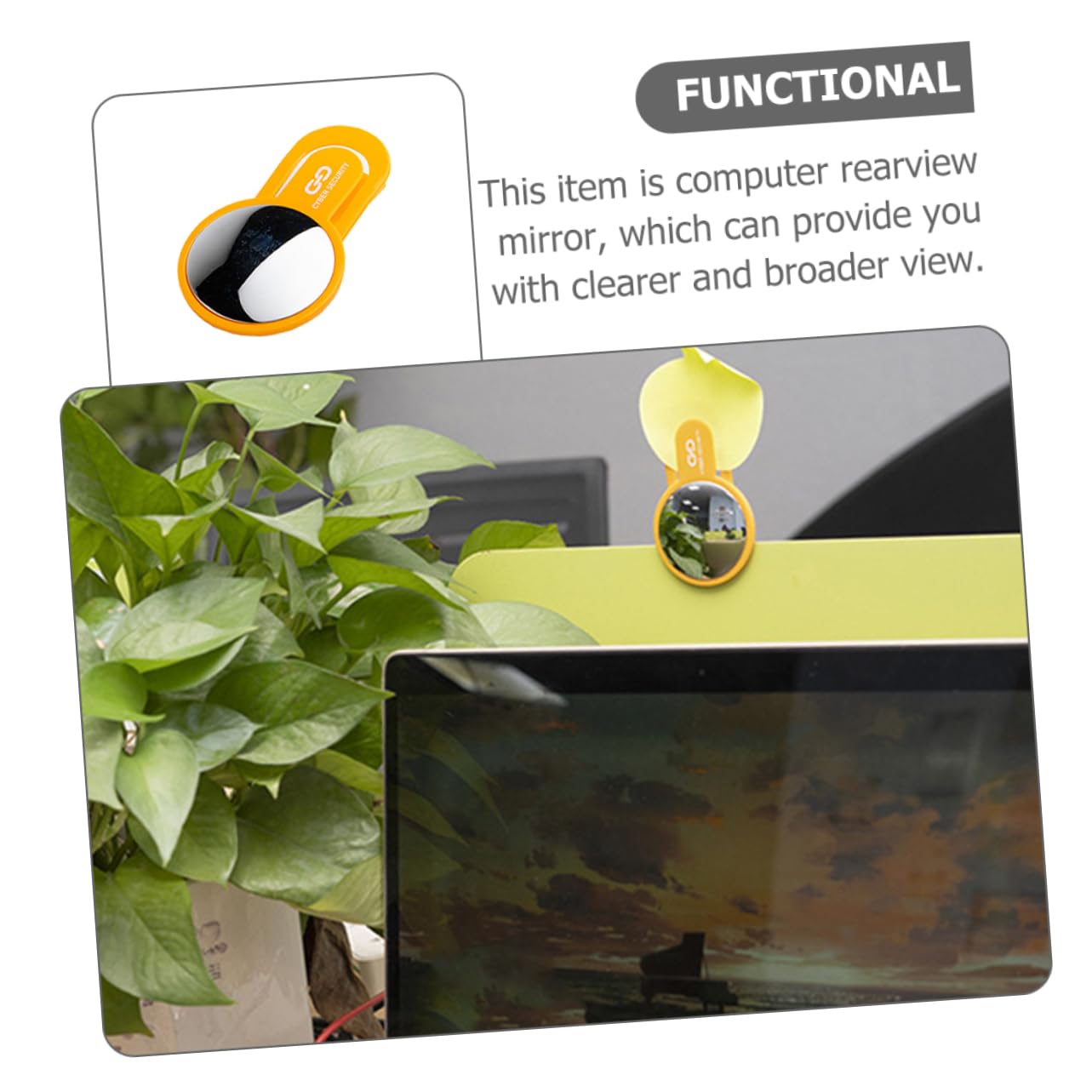 Computer Mirror Mini Cubicle Safety Monitor - Laptop Rear-View Mirror for Linux & Mini PC, ABS Desk Office Screen, 132018QLRIP4 - Ideal for Home, Office, and Workspace Setup