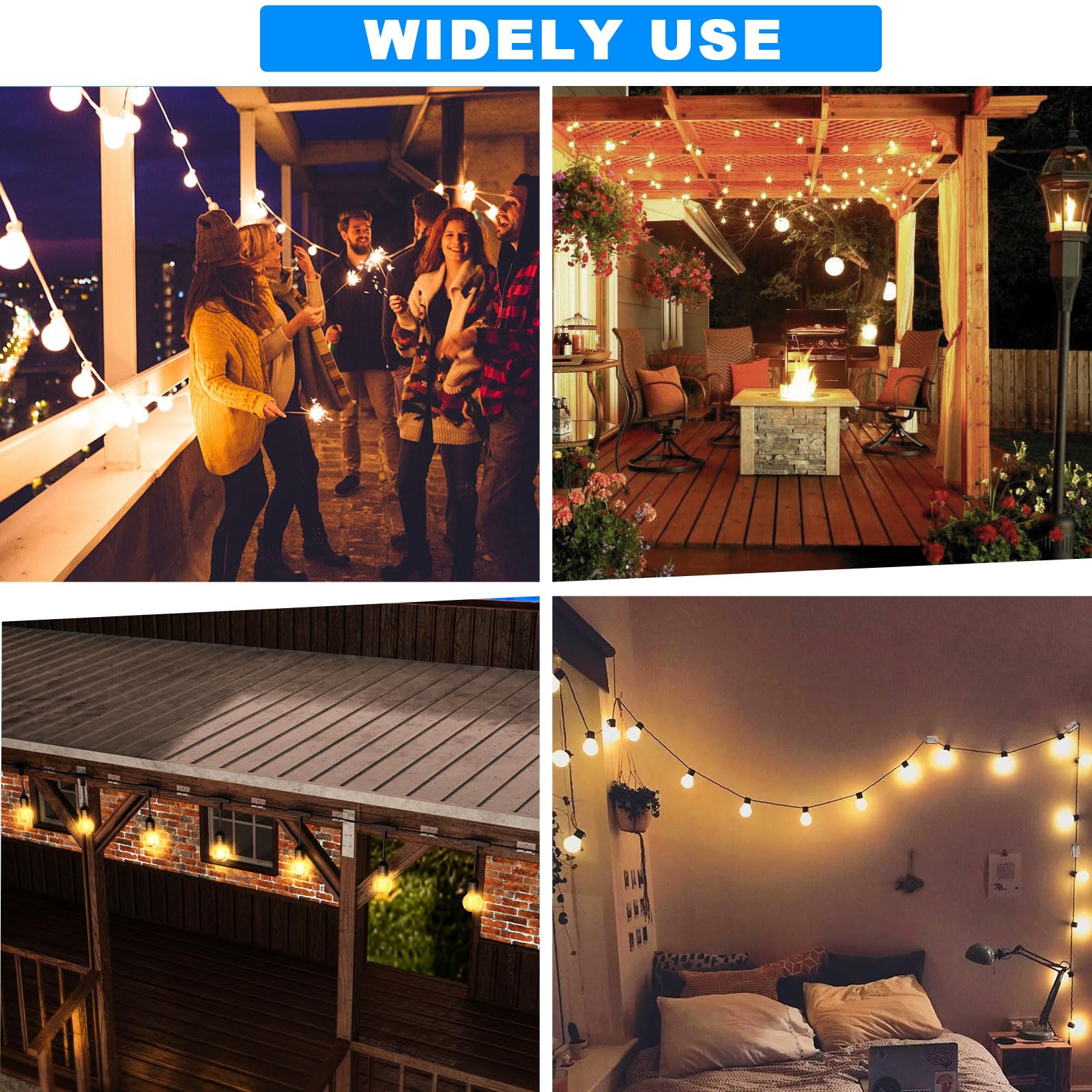 35pcs Outdoor Light Hooks with Adhesive Strips - Heavy Duty Wall Clips for String Lights, Christmas & Halloween Decor - Perfect for Patio, Garden, Wedding and Party Lighting Decorations