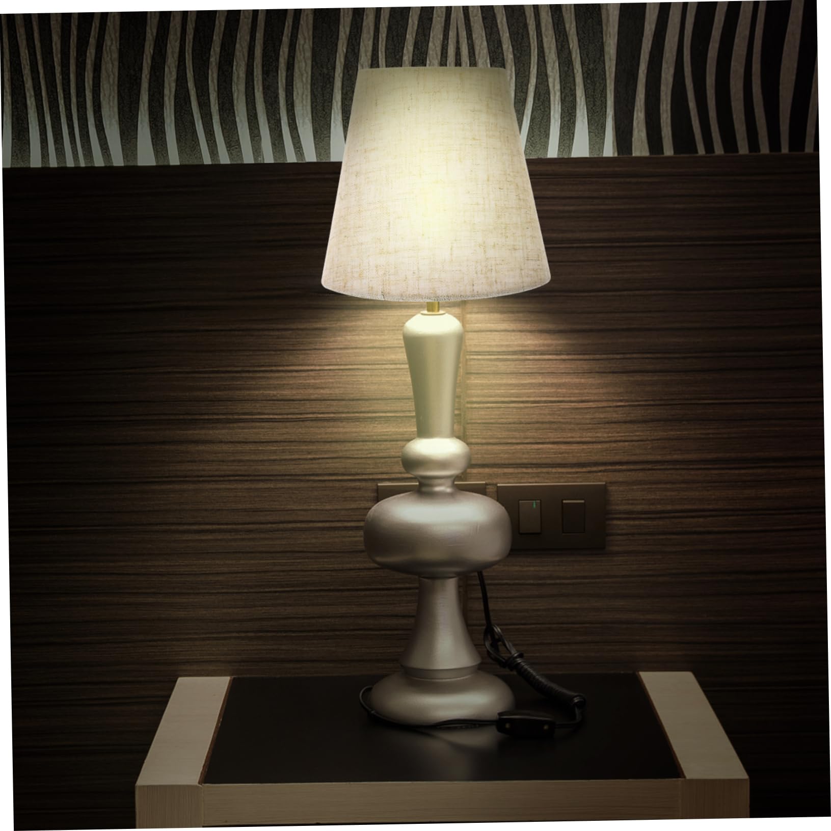 Uonlytech Clip On Fabric Lamp Shade - Drum Chandelier & Hardback Lampshade for Table, Floor, Wall Lights - Perfect for Bedroom, Restaurant & Hotel Decor (White/Beige)