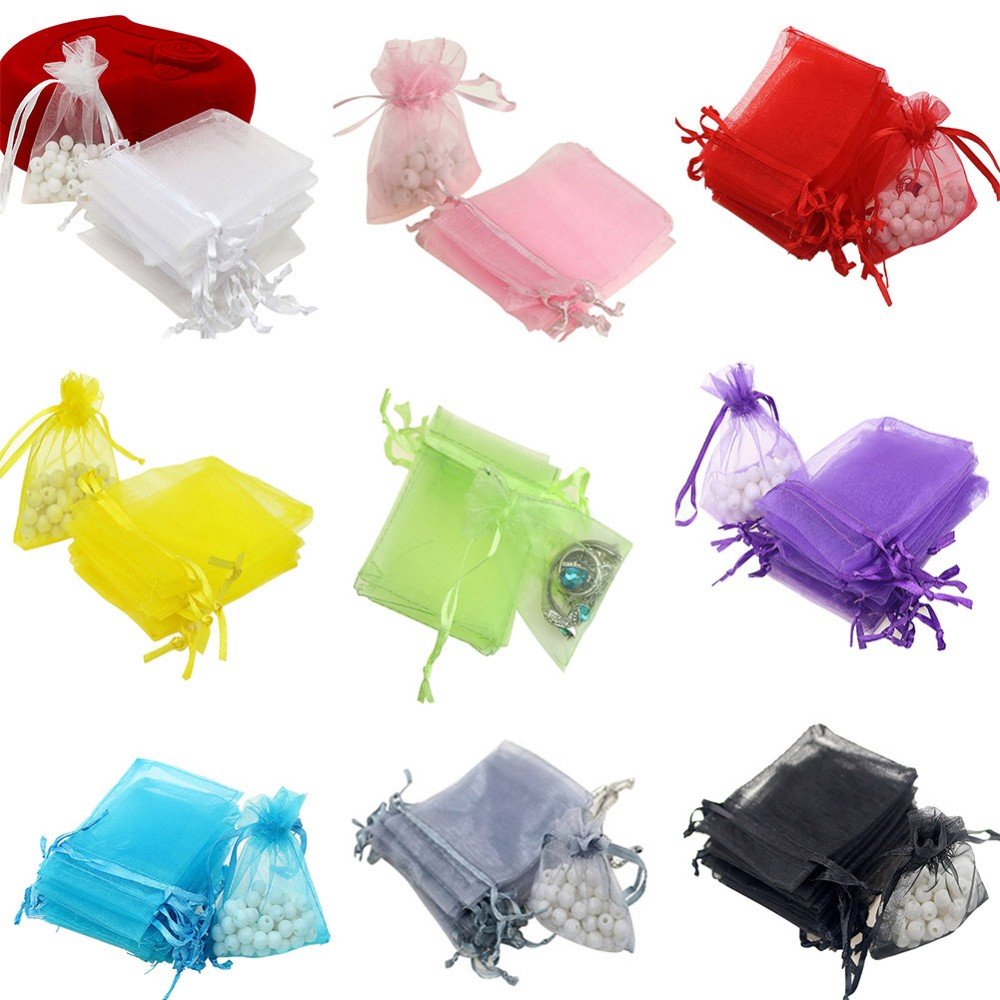 100Pcs Black Organza Bags 3.54