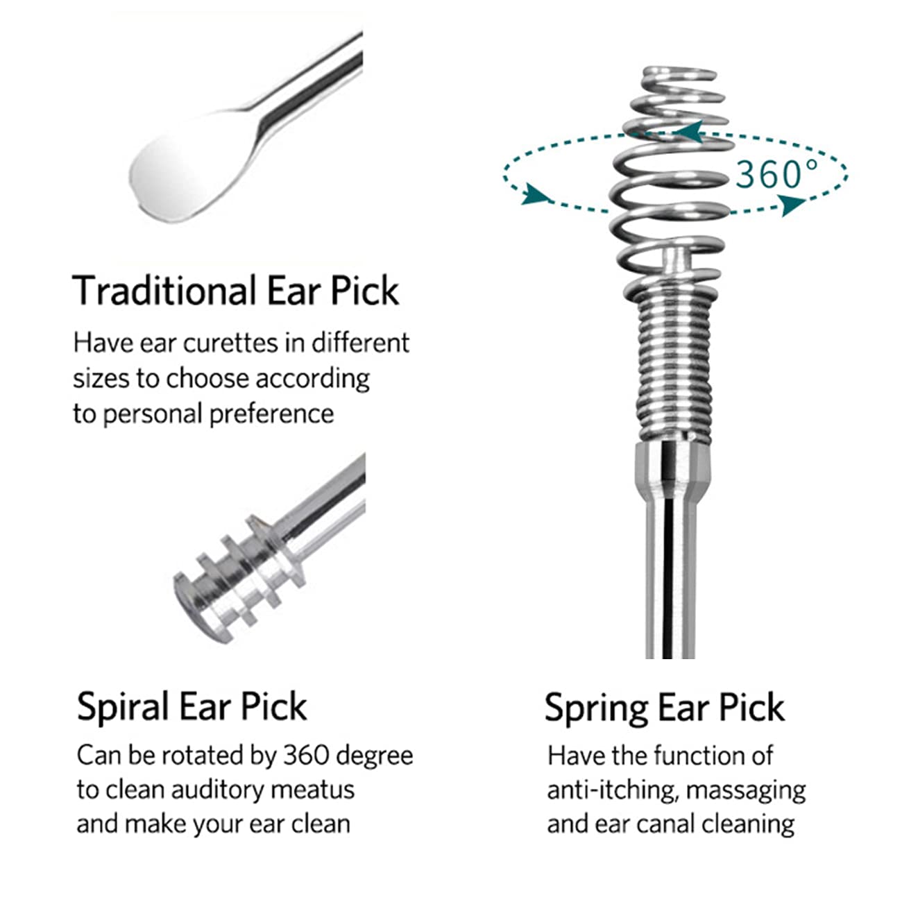 **Ear Wax Removal Kit - 6Pcs Silvery Ear Cleaner Tool with Brush & Storage Box for Adults & Kids - Safe Earwax Removal for Home & Travel Use**