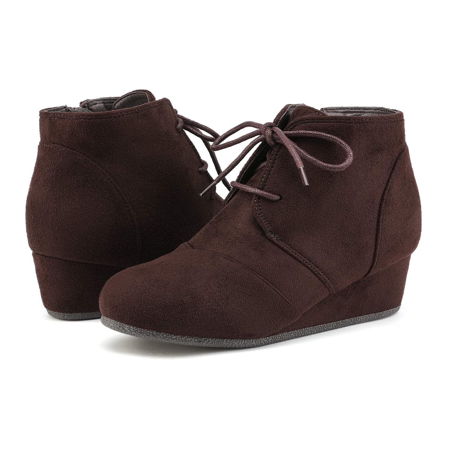 DREAM PAIRS Girls Low Wedge Heel Booties with Side Zipper - Ankle Boots for Toddler, Little Kid & Big Kid - Perfect for School, Parties & Everyday Wear