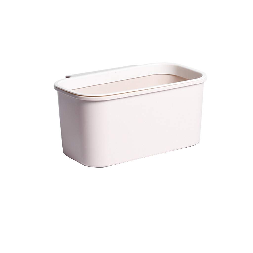 HLWJ 1-Piece Beige Plastic Hanging Trash Can for Kitchen Cabinet Door - Waste Bin, Garbage Bowl & Desktop Storage Organizer - Perfect for Small Spaces, Bathrooms, and Office Use
