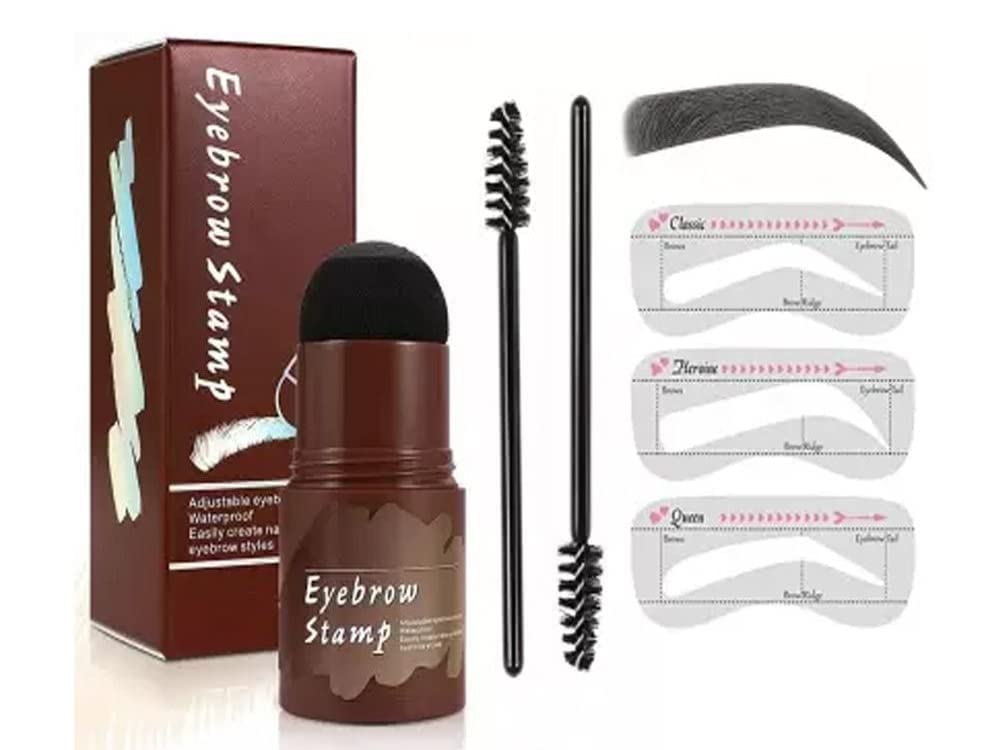 BEGGIE Eyebrow Stamp Kit - Waterproof Eyebrow Powder Stamp with 10 Reusable Stencils & Brushes for Thicker Fuller Brows | Long-Lasting Buildable Makeup | Perfect for Daily Use, Parties & Special Events