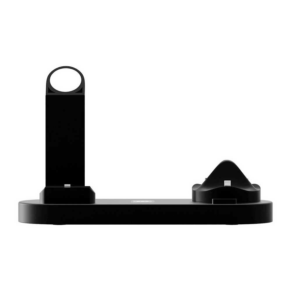 Devanti 4-in-1 Wireless Charging Station - Fast Qi-Certified Charger Dock for iPhone, Samsung Galaxy, AirPods & Apple Watch - Perfect for Home, Office & Nightstand Use