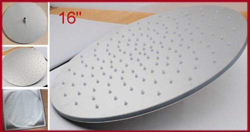 16 Inch Round Rainfall LED Shower Head - Ceiling Mount Stainless Steel Showerhead with Color Changing Lights | Modern Bathroom Upgrade for Spa-Like Experience (Shower Arm Not Included)