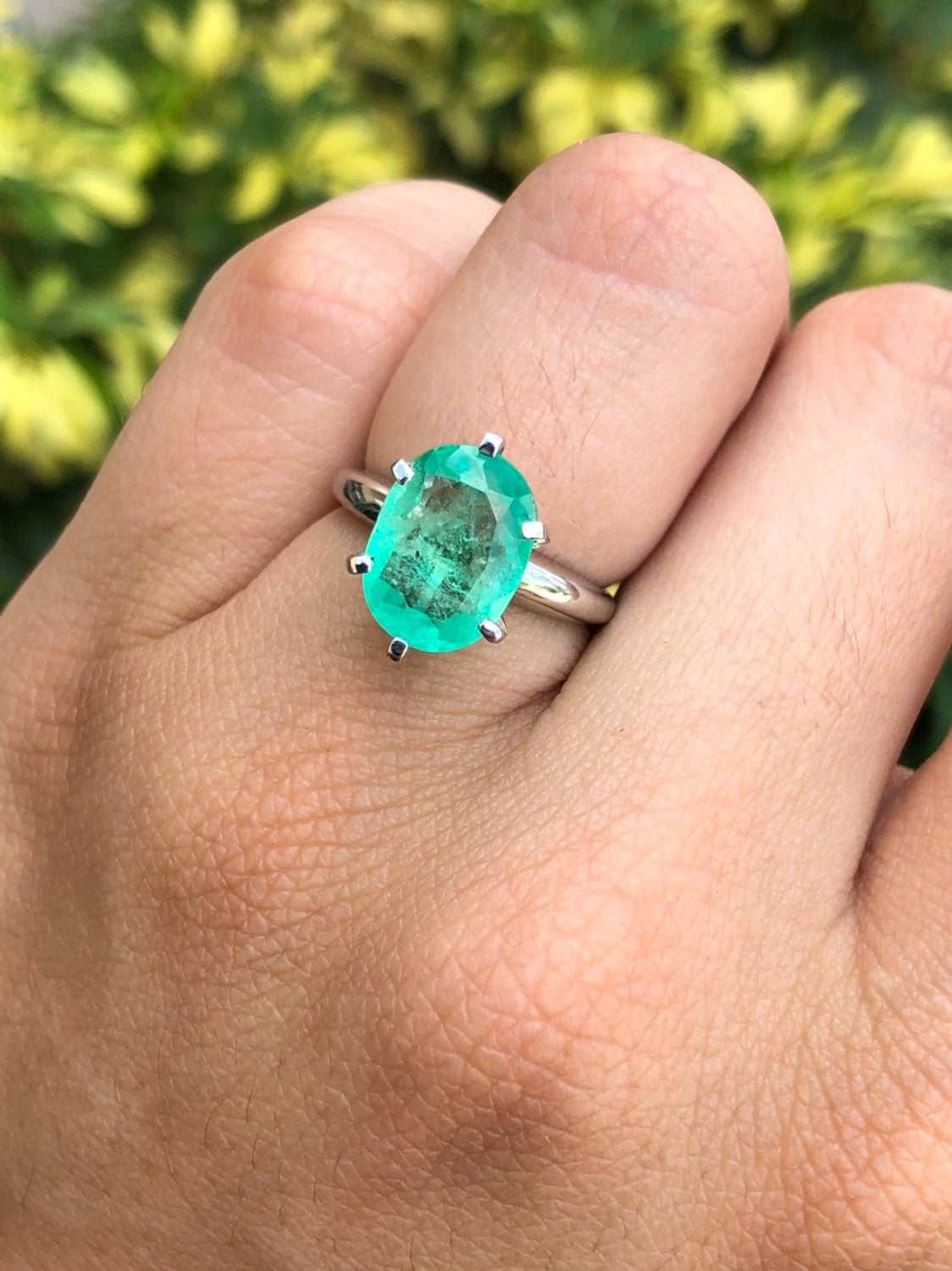 3.70 Carat Colombian Emerald Solitaire 14K Gold Engagement Ring for Women - Perfect for Proposals, Anniversaries & Special Occasions