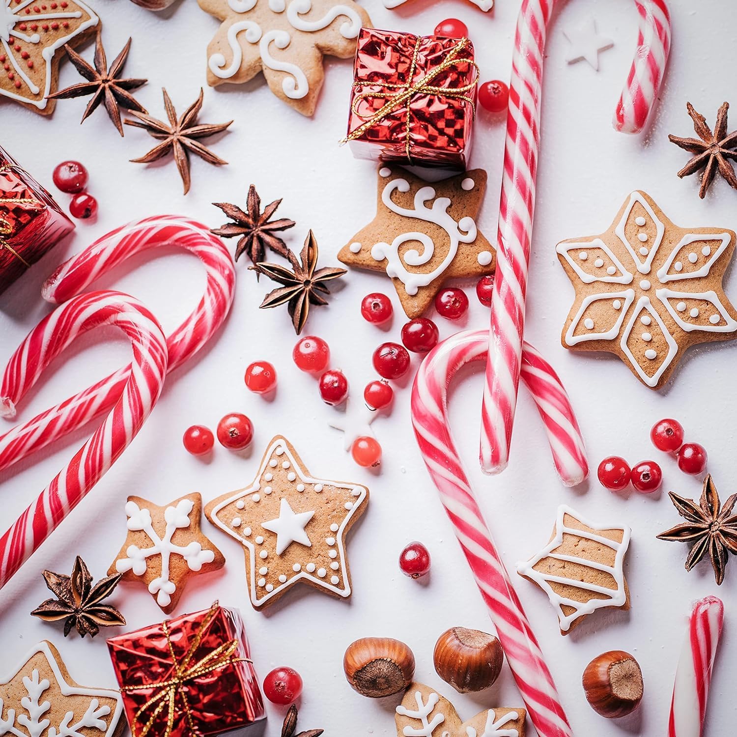 Brachs Red & White Peppermint Candy Canes - Classic Christmas Holiday Candy for Stocking Stuffers, Tree Decorations & Festive Treats