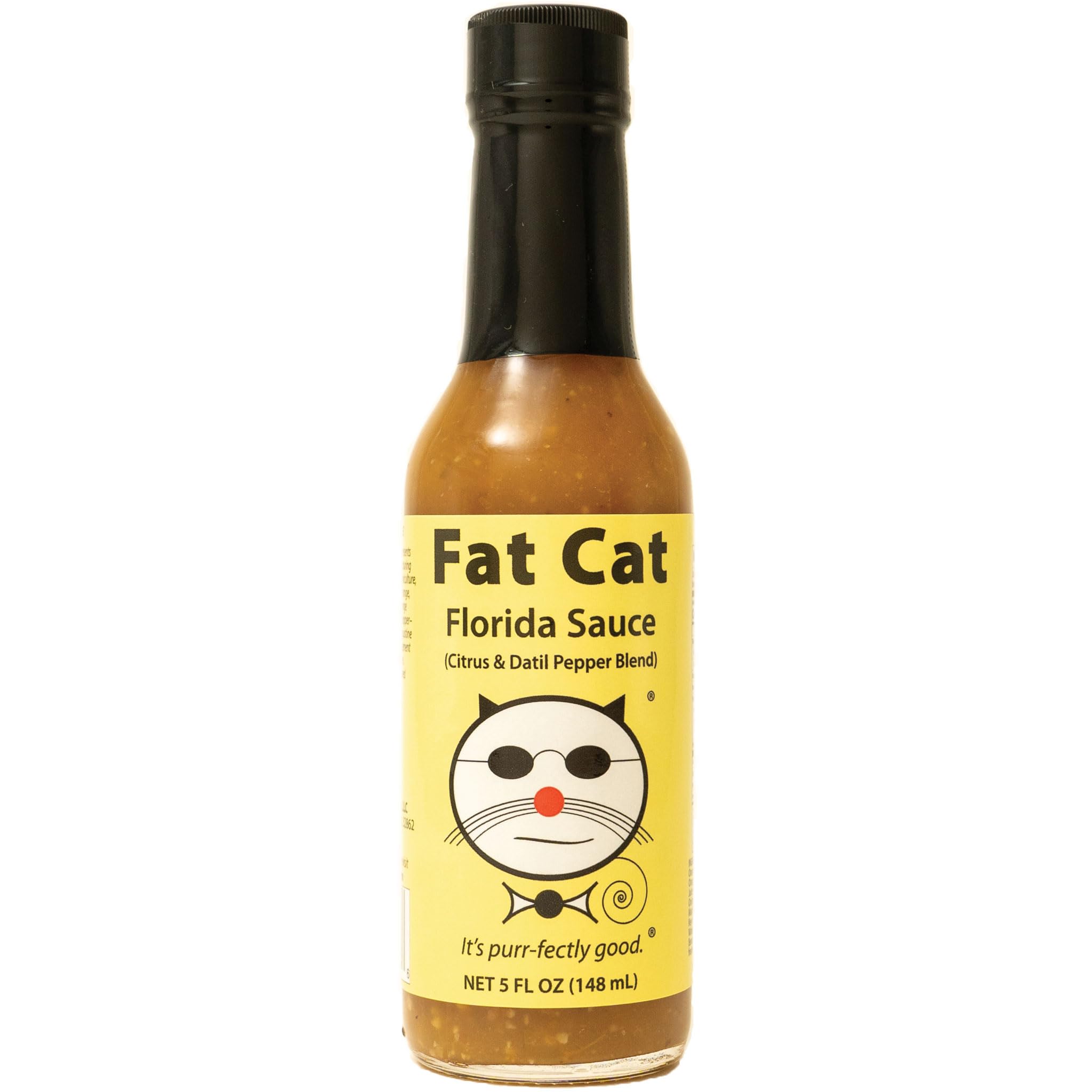Fat Cat Gourmet Florida Citrus & Datil Pepper Hot Sauce - Sweet Tangy Medium Heat Gluten-Free | Perfect for Seafood, Chicken, Tacos, BBQ & Avocado Toast | Gourmet Hot Sauce for Cooking, Grilling & Everyday Meals