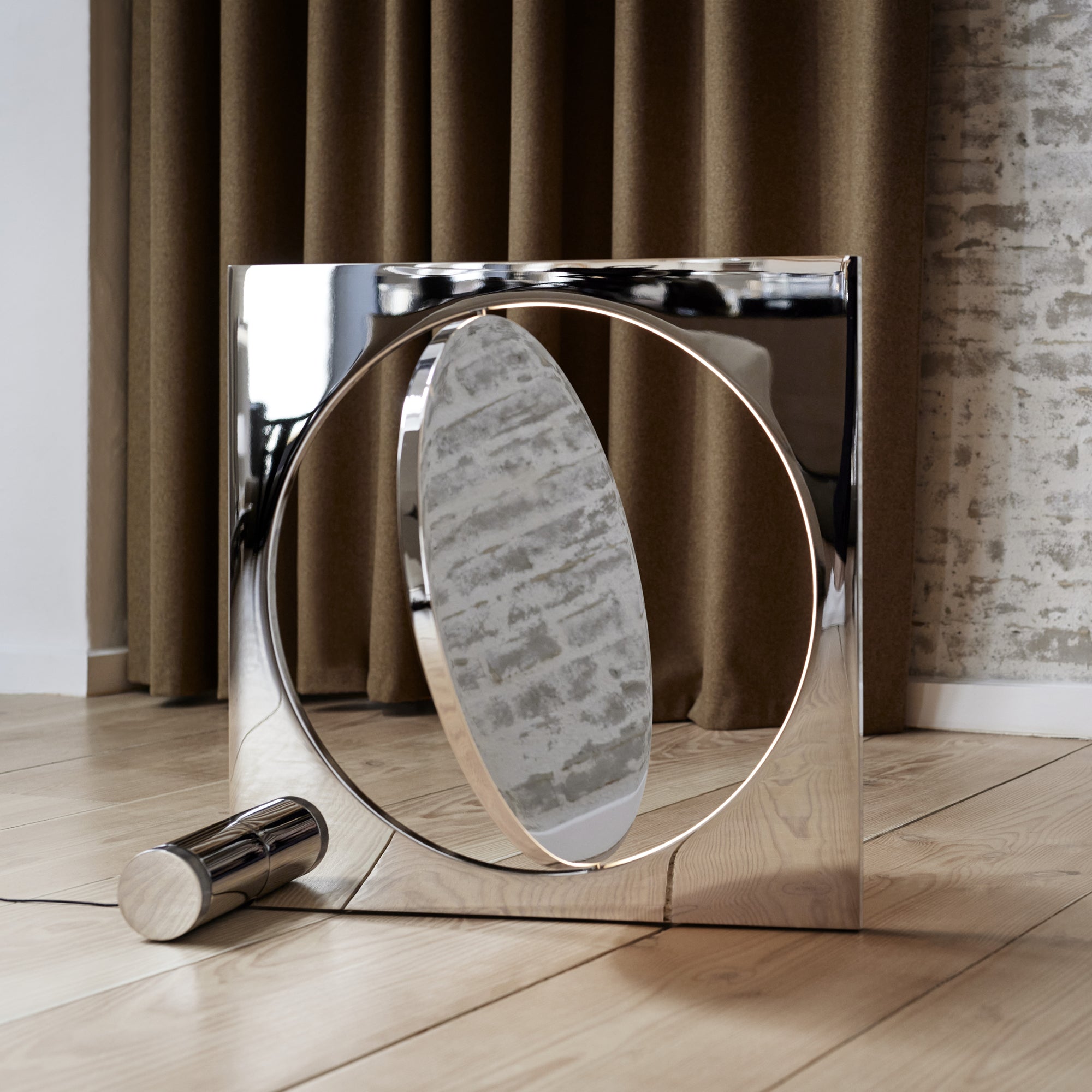 Eclipse Mirror Table Lamp - Modern LED Vanity Light with Adjustable Brightness for Bedroom, Dressing Room & Makeup Area