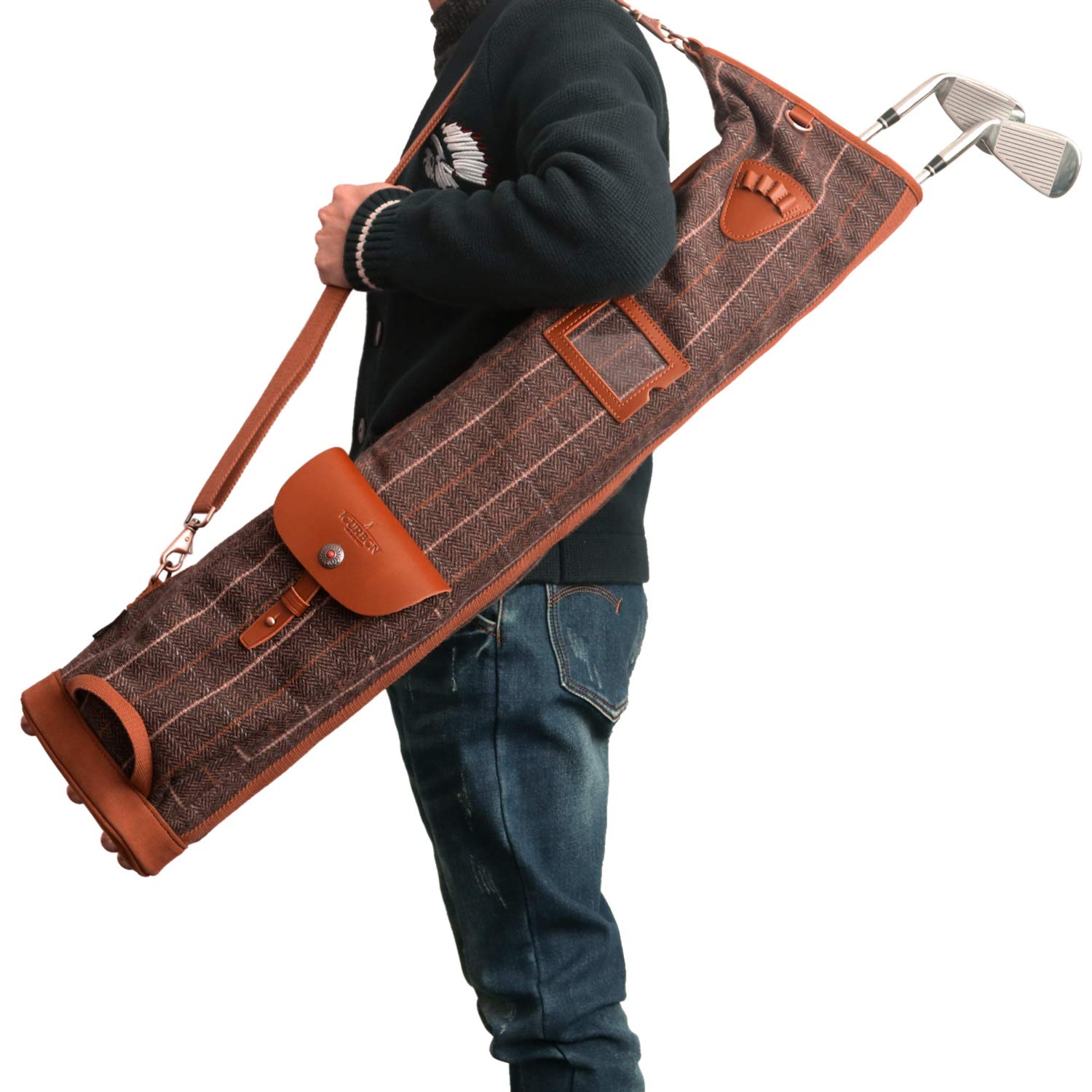 TOURBON Lightweight Golf Sunday Bag - Portable Club Carrier for Driving Range & Golf Course Practice - Perfect for Walking Rounds & Range Sessions