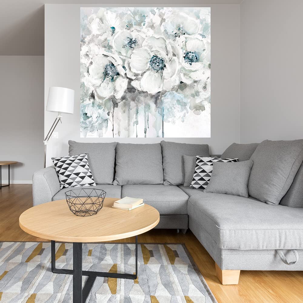 Botanical Wall Art Canvas Print - Spring Blues II by Carol Robinson | 22x22 Inch Plant Decor for Bathroom & Bedroom | Nature Inspired Home Decor for Living Room, Office & Spa