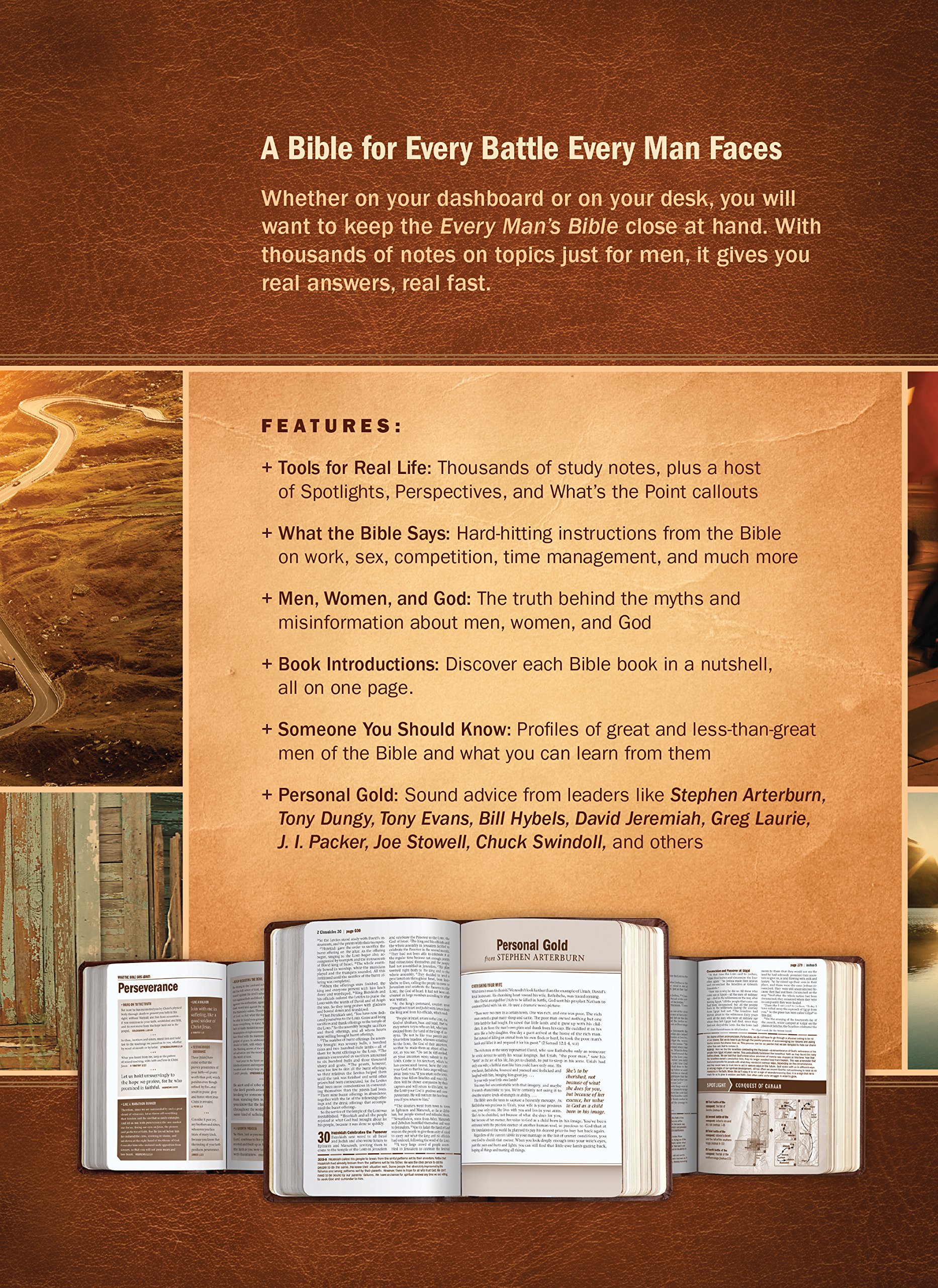 Every Man's Bible NIV, Large Print, LeatherLike Cover - Onyx/Black Indexed Study Bible for Men with Study Notes, Book Introductions & 44 Charts | Perfect for Personal Devotion, Men's Bible Study Groups & Spiritual Growth
