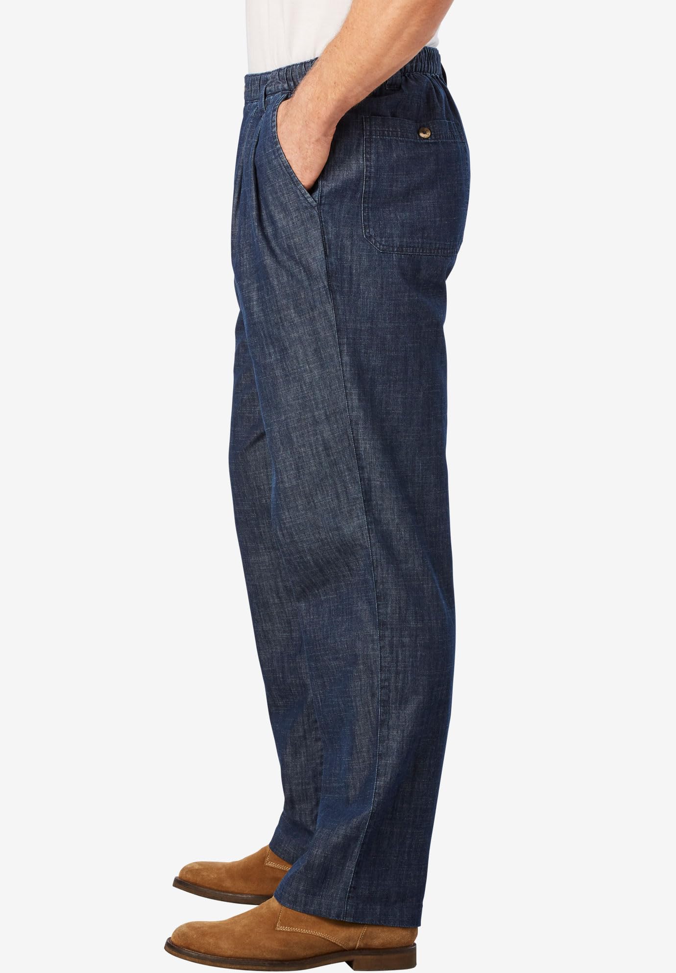 KingSize Men's Big & Tall Comfortable Full-Elastic Waist Pleated Dress Pants for Office & Casual Wear | Plus Size Business & Relaxed Fit Trousers
