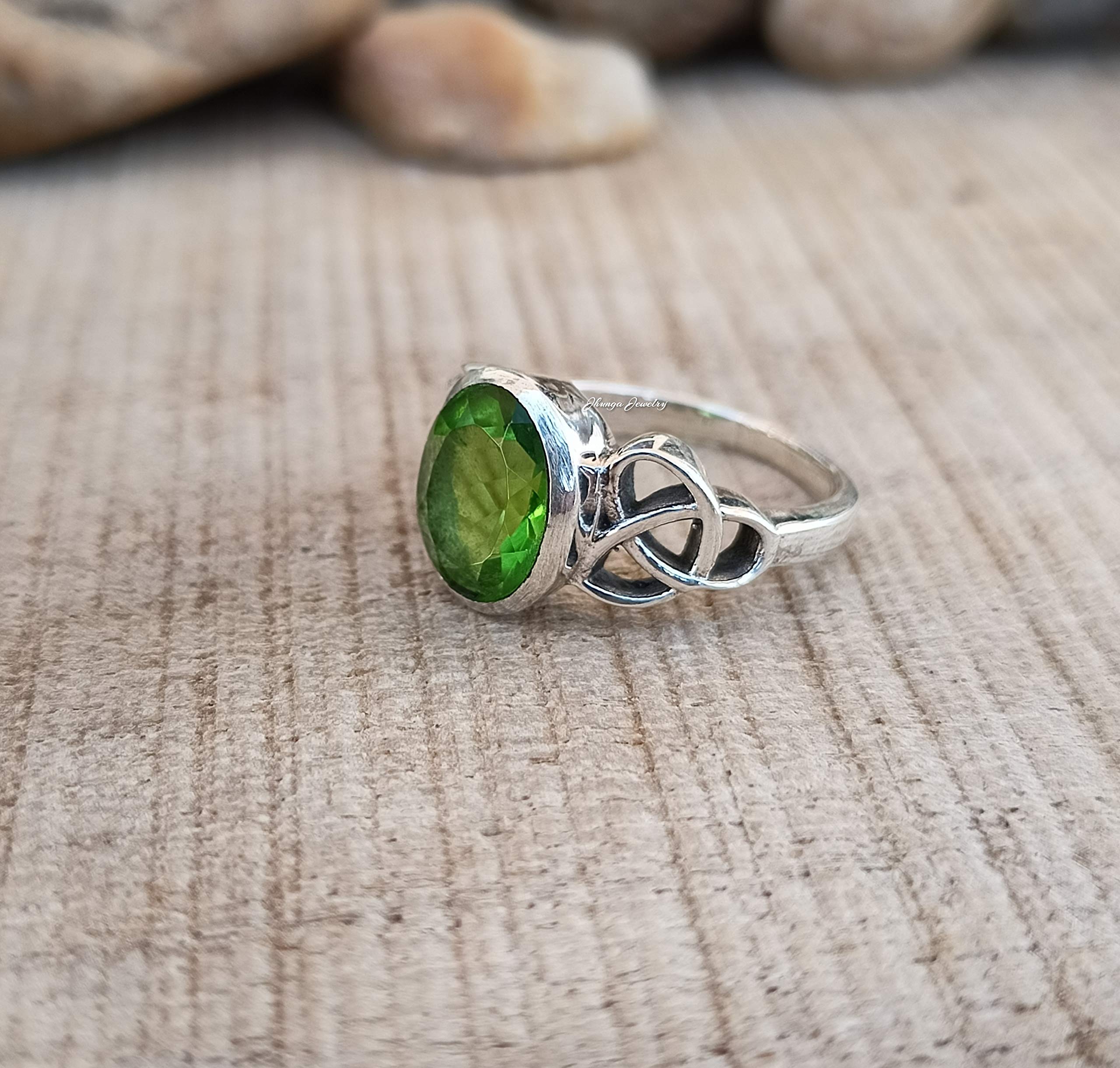 Handcrafted 925 Sterling Silver Peridot Ring | Oval August Birthstone Jewelry | Unique Boho Statement Ring for Women | Perfect Gift for Anniversary, Birthday & Promise