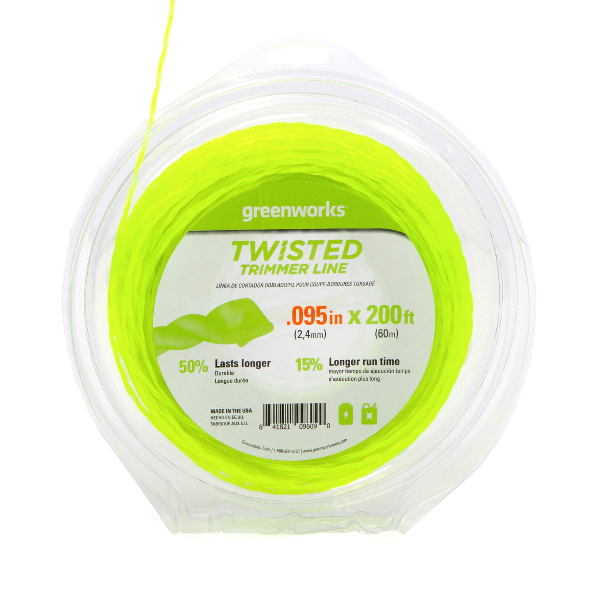 .095 Ultra Twisted String Trimmer Line - 200ft Heavy Duty Weed Eater Replacement for Lawn Mower & Garden Tools - Perfect for Trimming Grass, Edging & Yard Maintenance