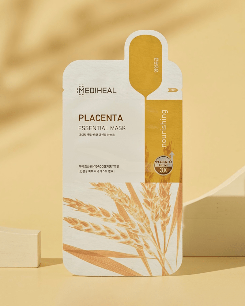 MEDIHEAL Placenta Essential Mask (Renewal) - Hydrating & Anti-Aging Face Mask for Glowing Skin | Perfect for Daily Skincare & Spa Night Routine