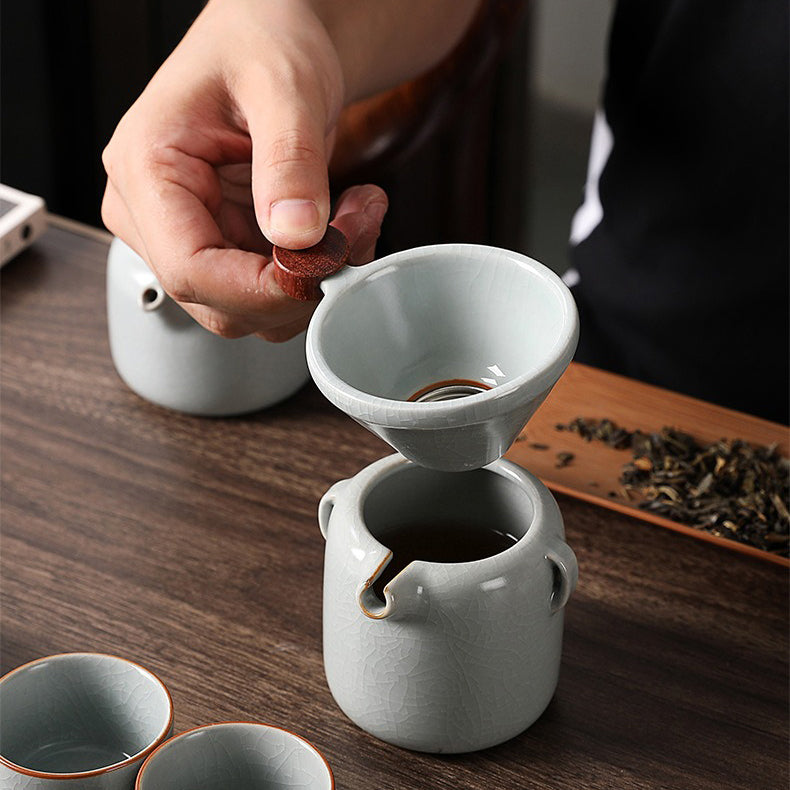 Premium Ruyao Ice Crack Chinese Tea Set - Handcrafted Ceramic Tea Cups & Pot for Home, Office & Gifting - Perfect for Traditional Tea Ceremonies & Relaxation