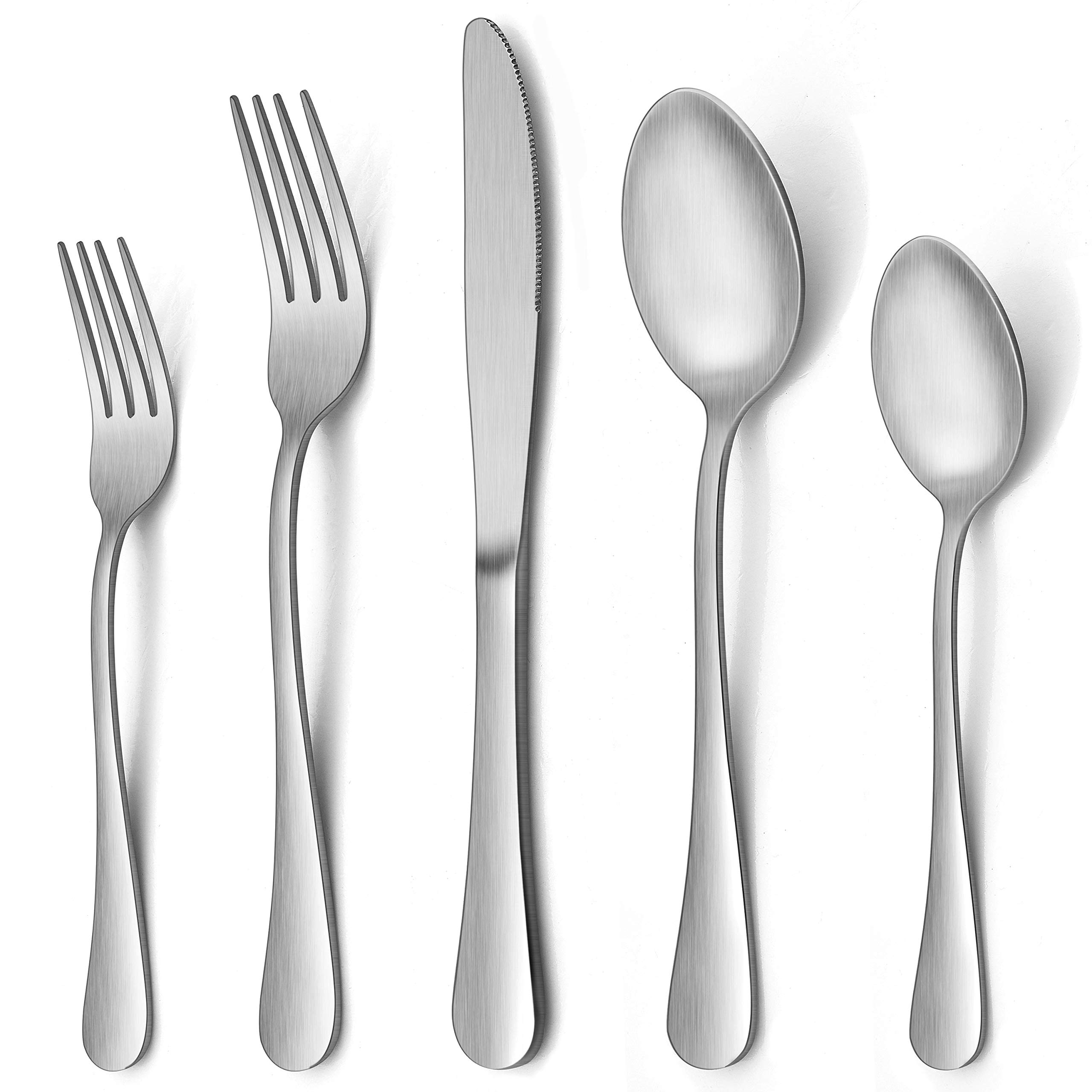 40-Piece Silverware Set for 8 - Stainless Steel Flatware Cutlery Set with Knife, Fork & Spoon - Elegant Satin Finish Dining Utensils for Home, Restaurant & Party - Dishwasher Safe & Durable - Perfect for Everyday Use, Dinner Parties & Fine Dining