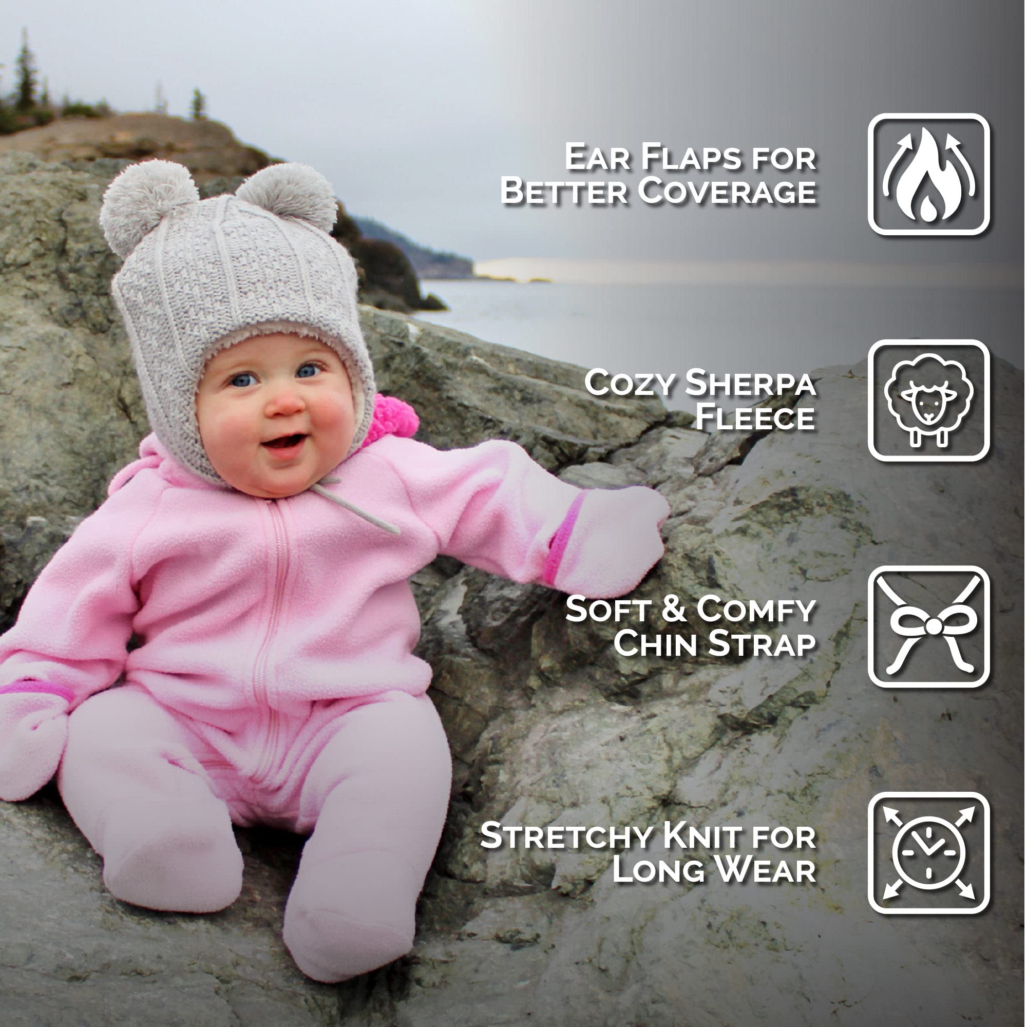 JAN & JUL Baby Bear Knit Winter Hat for Toddlers - Soft Warm Beanie for Infants & Kids - Perfect for Cold Weather, Outdoor Play & Family Photos