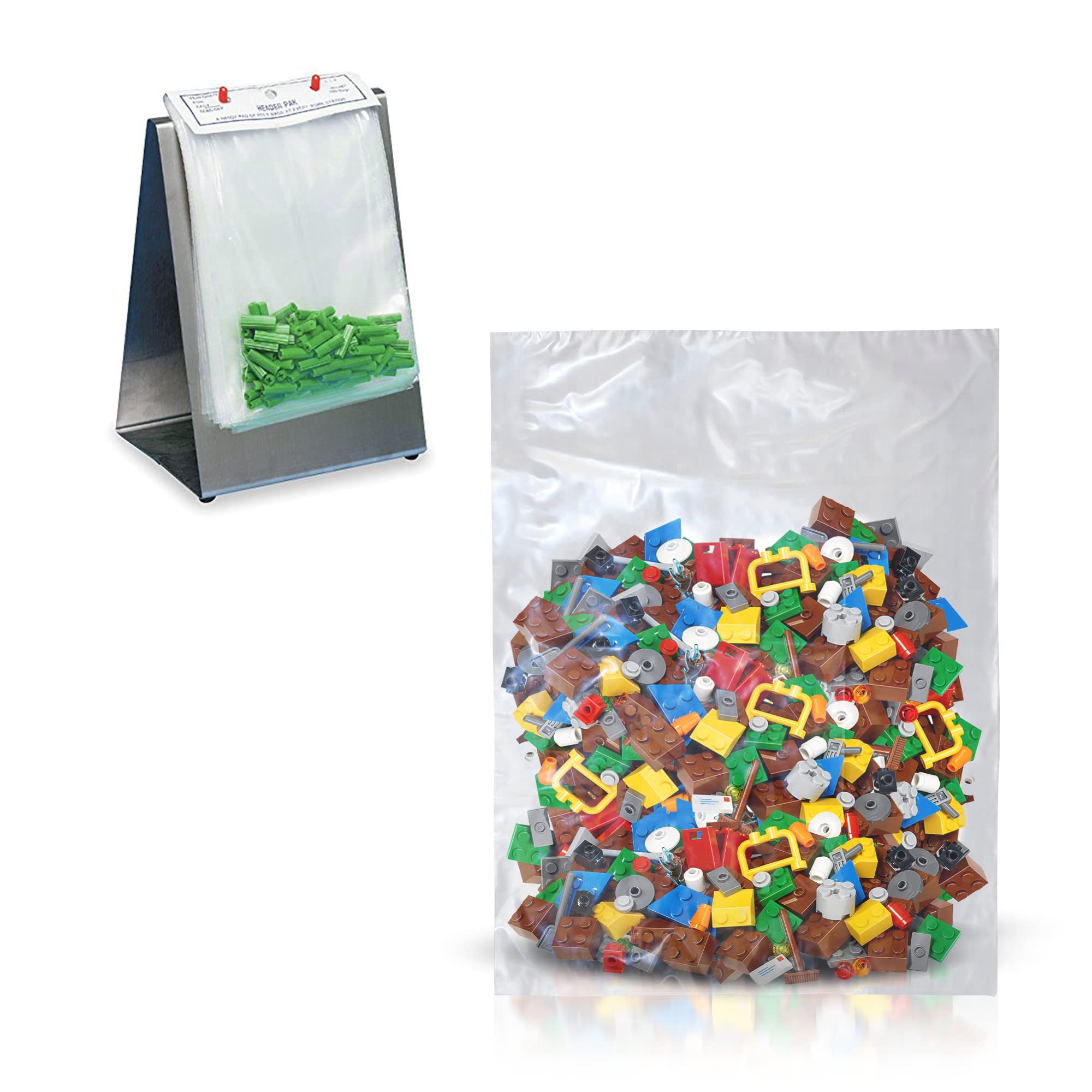 2000 Pack 6x8 Inches Clear LDPE Plastic Bags - 1.5 Mil Thick Polyethylene Bags with Chipboard Header for Food Service, Retail & Industrial Packaging | Bulk Storage, Shipping & Organization Supplies