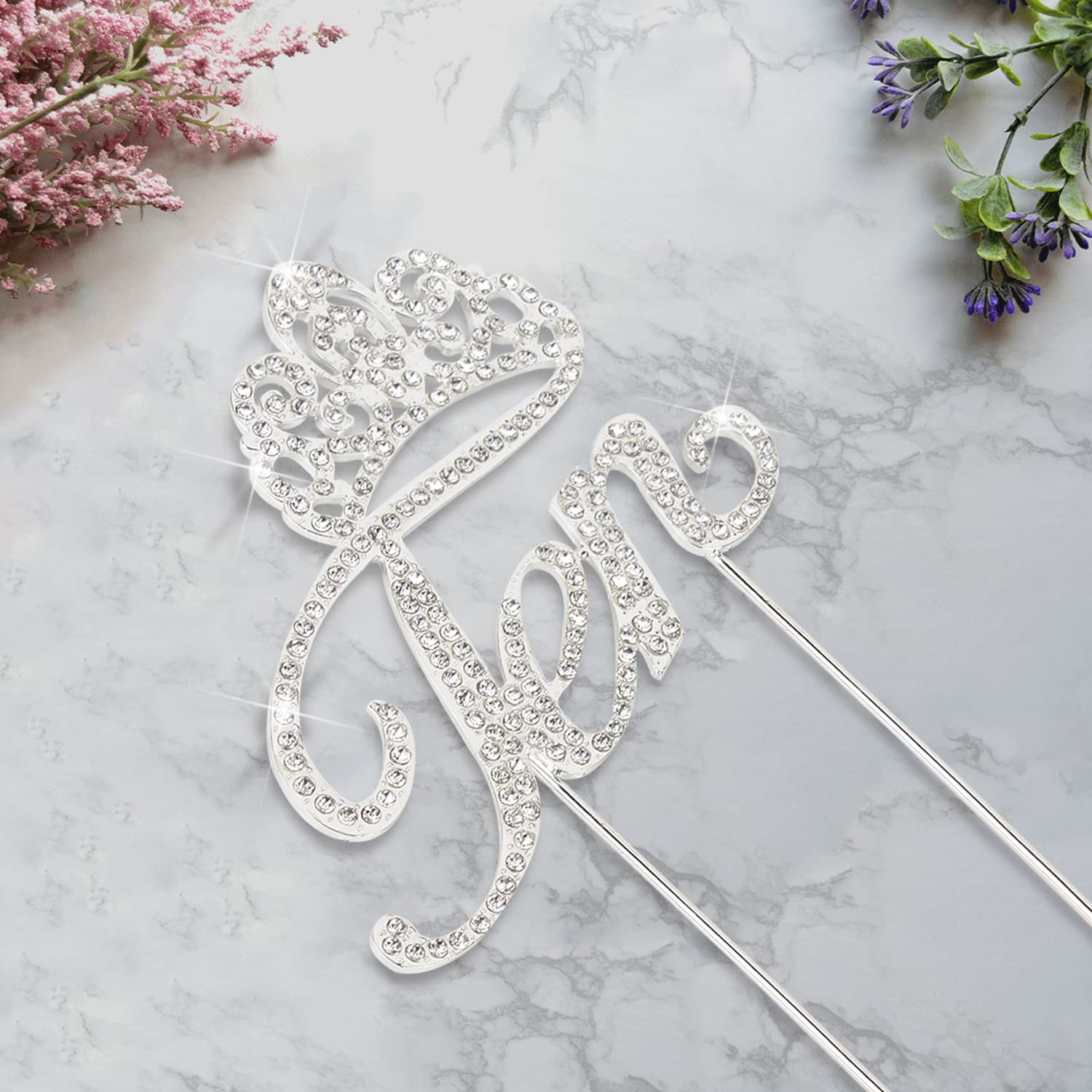 LINGTEER 10th Birthday Cake Topper with Crown - Silver Rhinestone Bling Decor | Happy 10th Birthday Party Supplies | Perfect for Milestone Celebrations, Cake Decorations & Gift Ideas