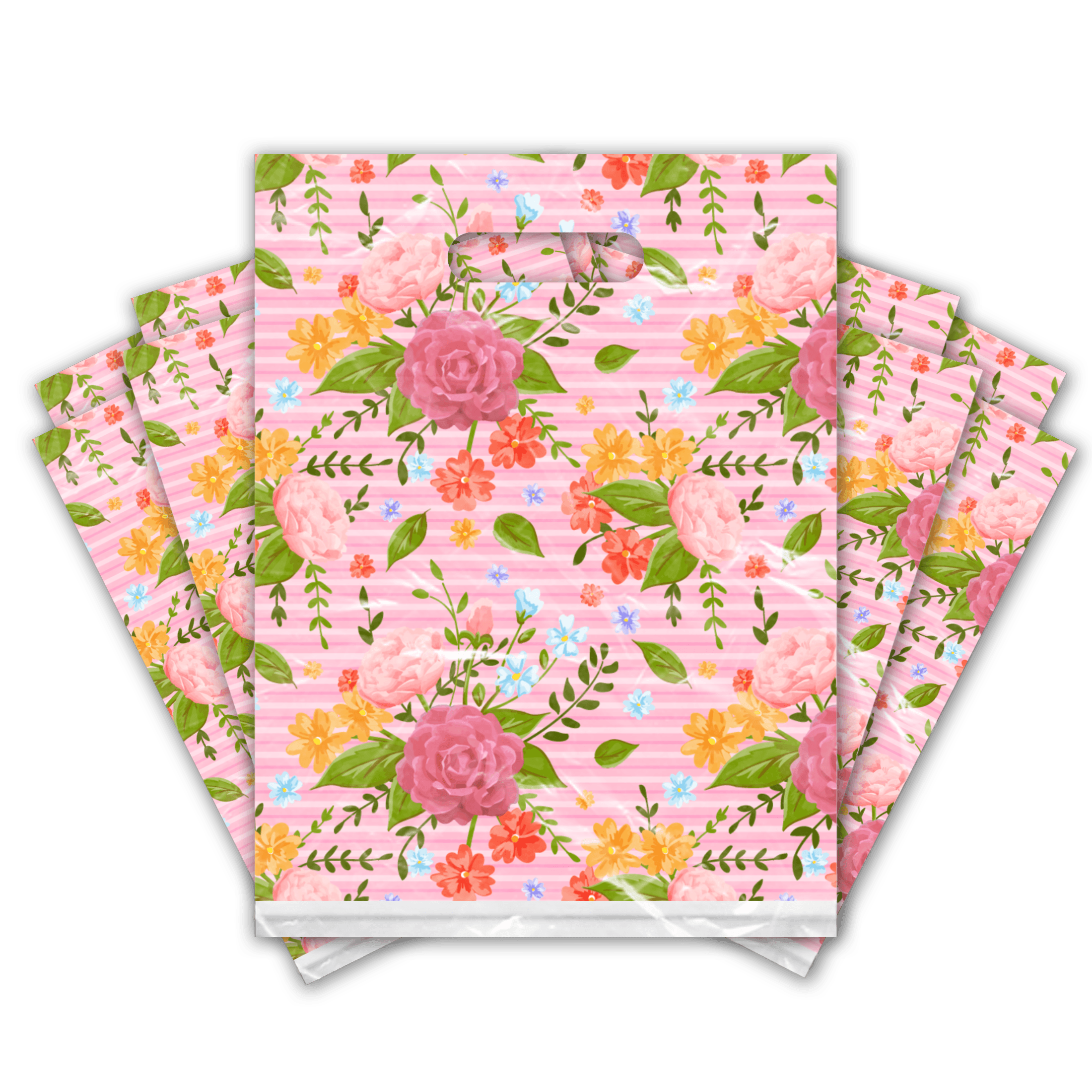 9x12 Floral Roses Designer Poly Plastic Merchandise Bags - Premium Printed Shopping Bags for Retail Boutique, Gift Wrapping & Party Favors