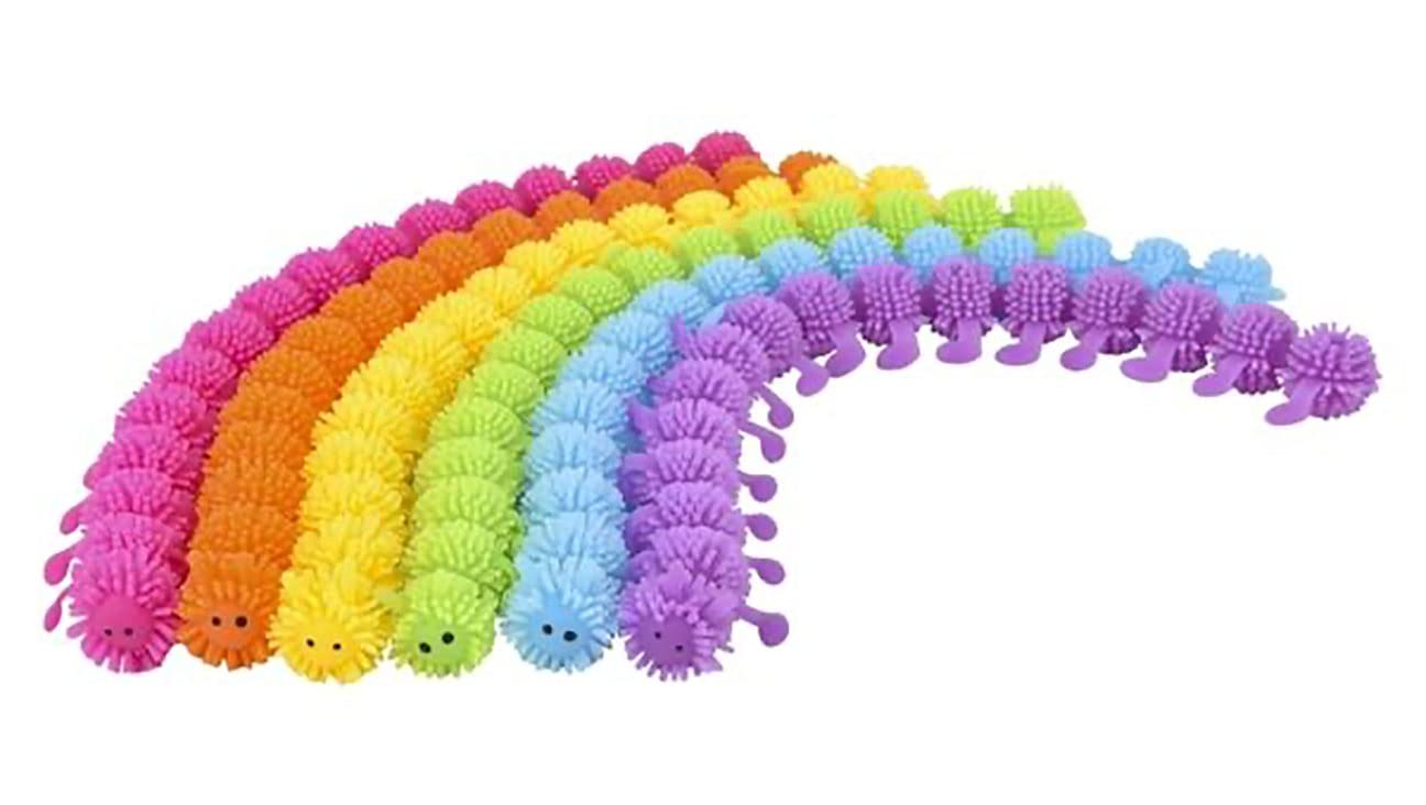 Stretchy Caterpillar Animal Puffer Sensory Toys - Set of 6 Stretchy Noodle Fidget Toys for Kids - Fun Stretching String Fiddle Toys for Stress Relief & Sensory Play - Perfect for Classroom, Travel & Autism Therapy