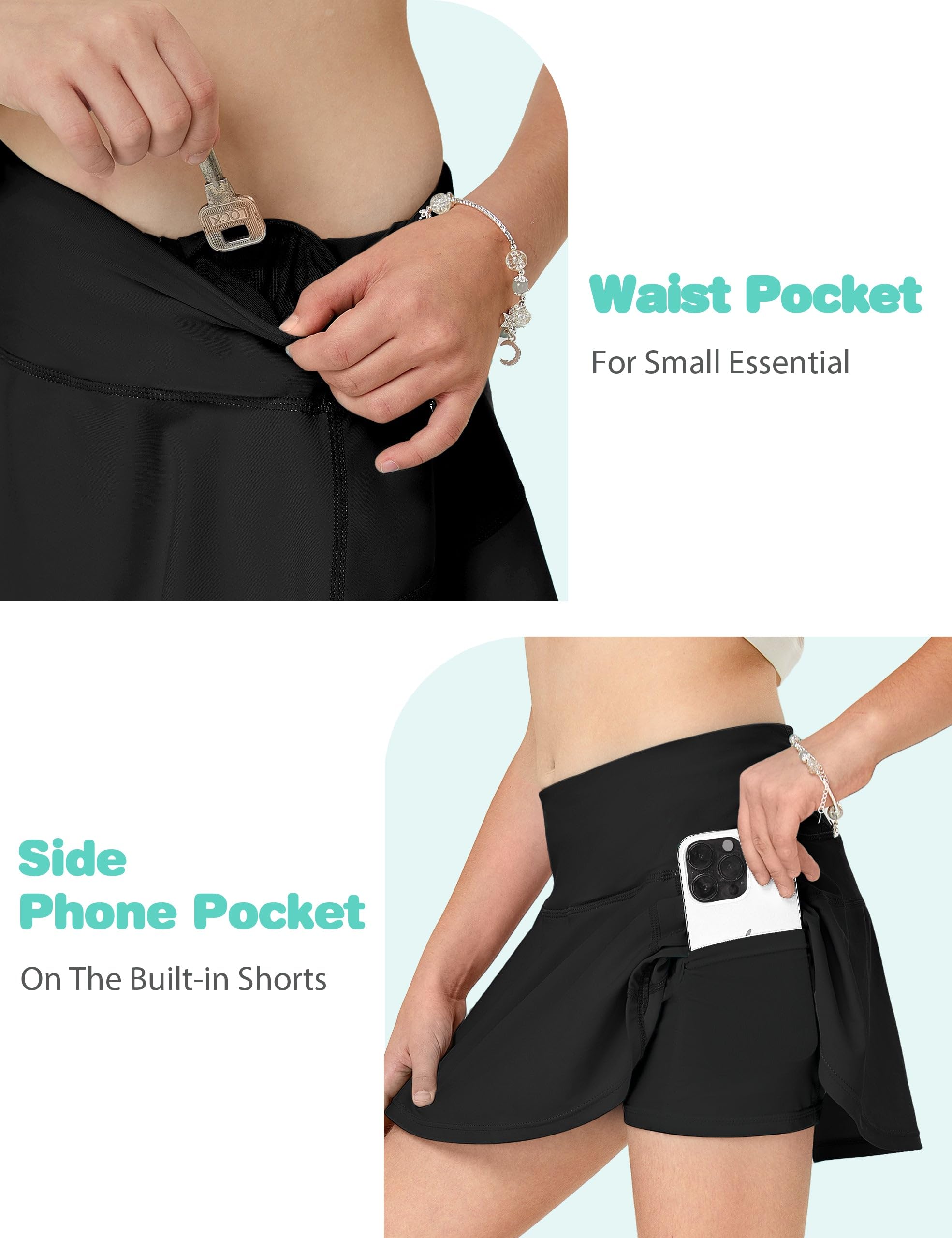 FitsT4 UPF 50+ Girls Swim Skirts with Pockets - Quick Dry Bathing Skort for Kids, Surfing, Beach Volleyball & Pool Play