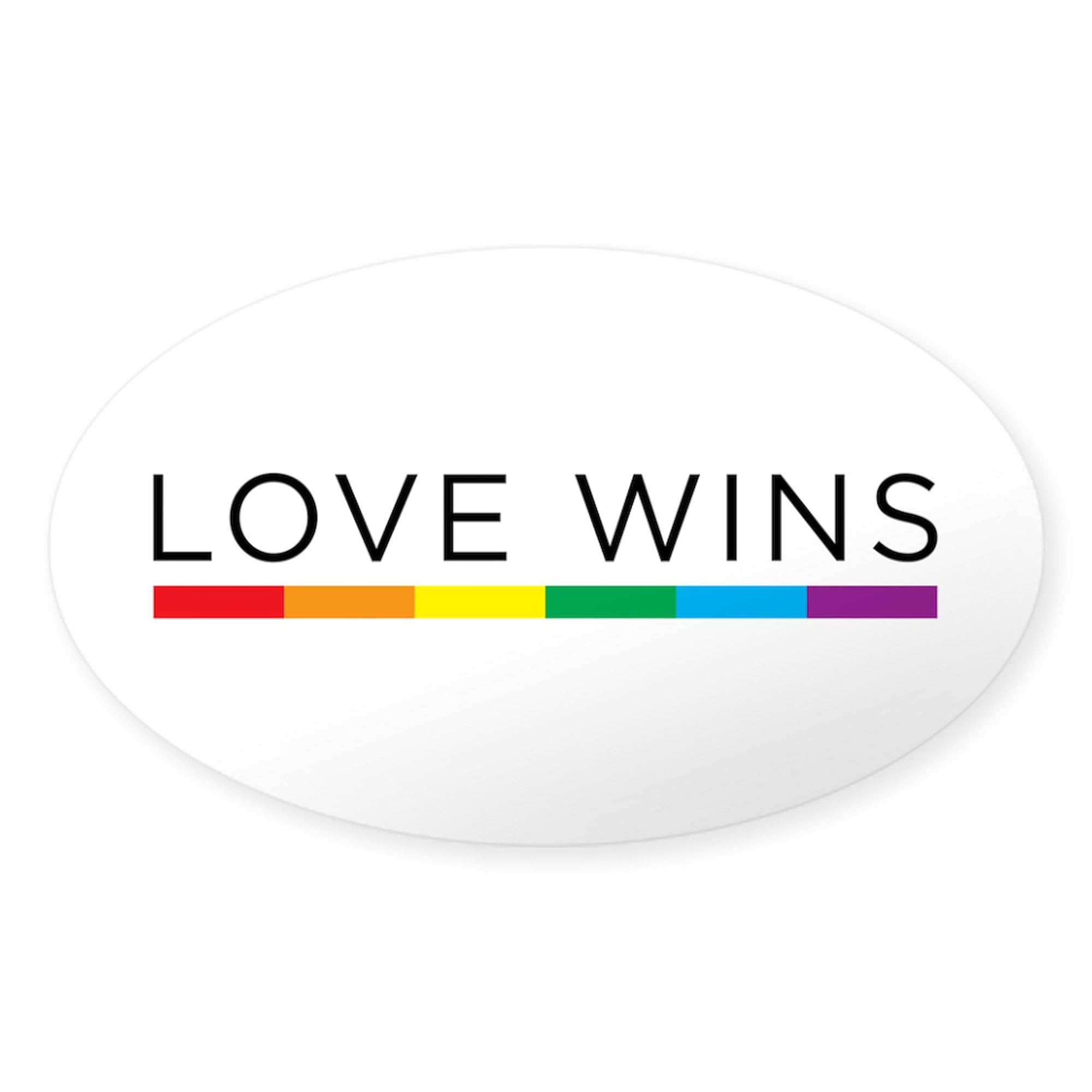 Love Wins Car Bumper Sticker - Oval Decal for Cars & Laptops