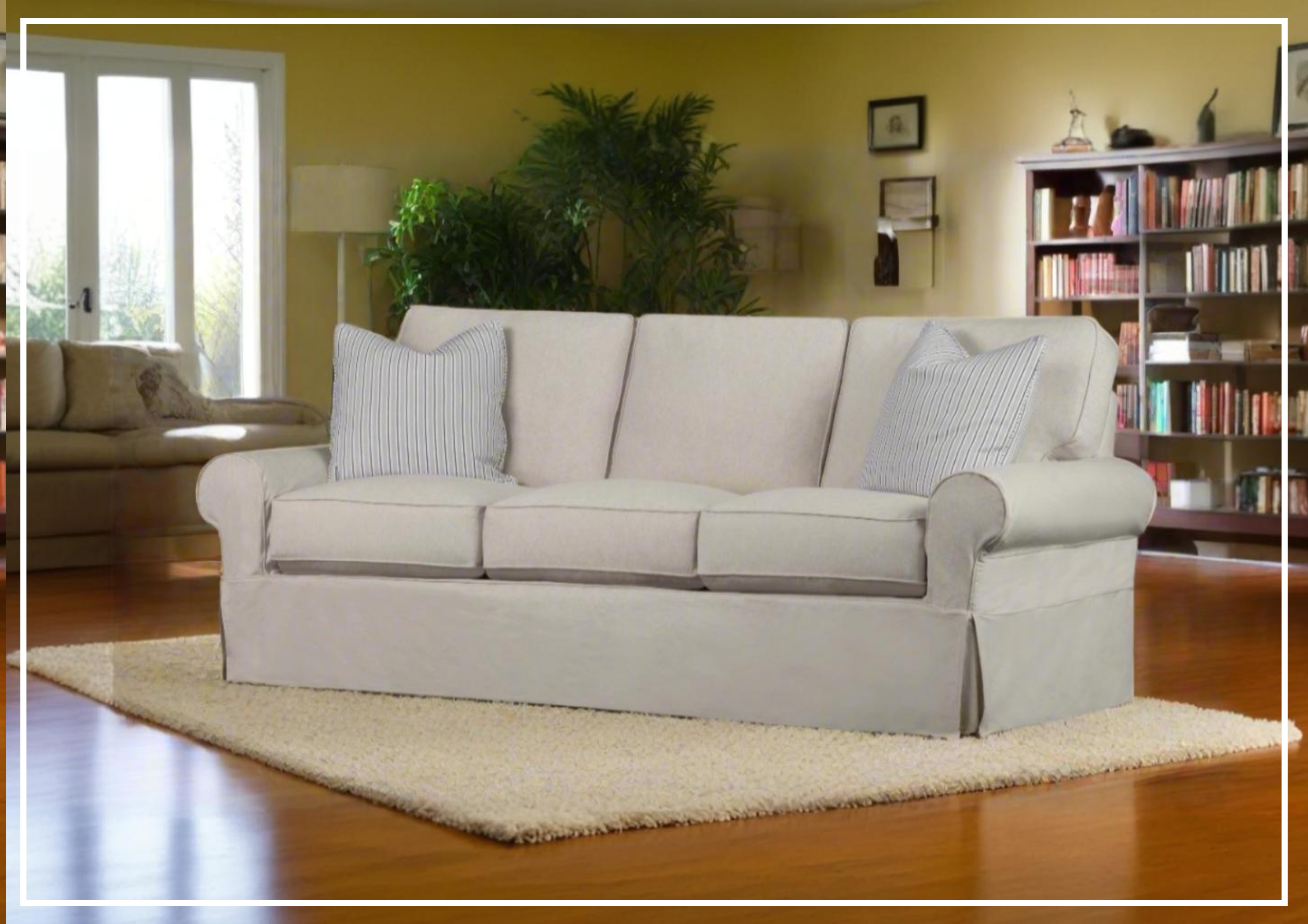 Klaussner Katelin Sofa Slipcover - Premium John Linen Fabric in Sepia Brown | Washable Stretch Couch Cover for Living Room, Sectional & Recliner Sofas | Perfect for Home Decor, Pet Protection & Furniture Refresh