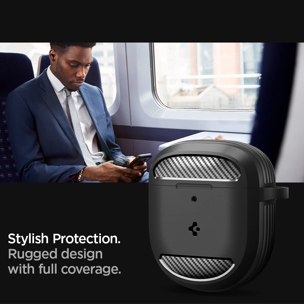 Spigen Rugged Armor Protective Case for Bose QuietComfort Ultra Earbuds (2023) & QC Earbuds II (2022) - Shockproof Matte Black Cover - Perfect for Travel, Workouts & Daily Use