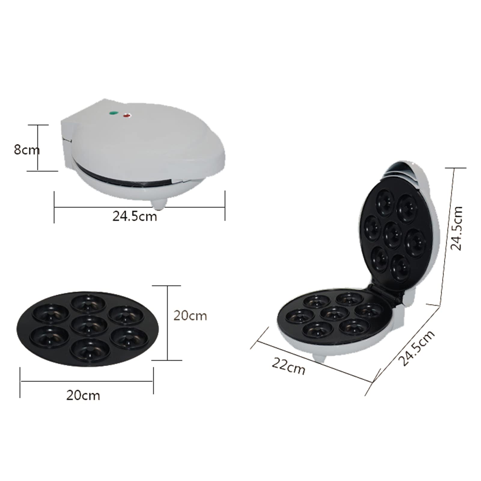 Mini Donut Maker Machine - Electric Portable Donut Maker for 7 Donuts, Non-Slip & Heat Dissipation Design, Perfect for Home, Party & Breakfast Snacks