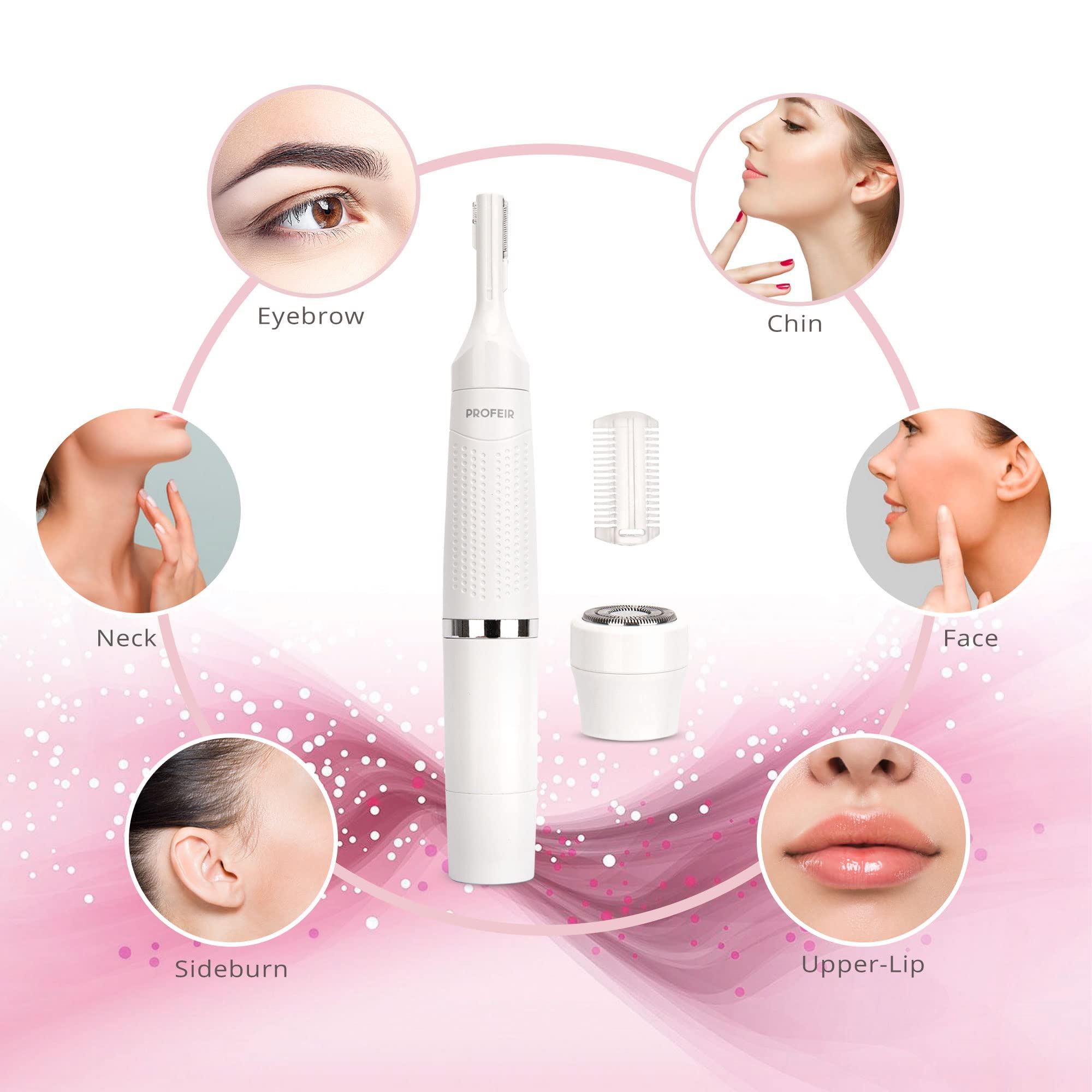 Painless Eyebrow Trimmer & Facial Hair Remover for Women - USB Rechargeable 2-in-1 Eyebrow Razor for Lips, Chin & Body | Perfect for Travel, Home & Salon Use