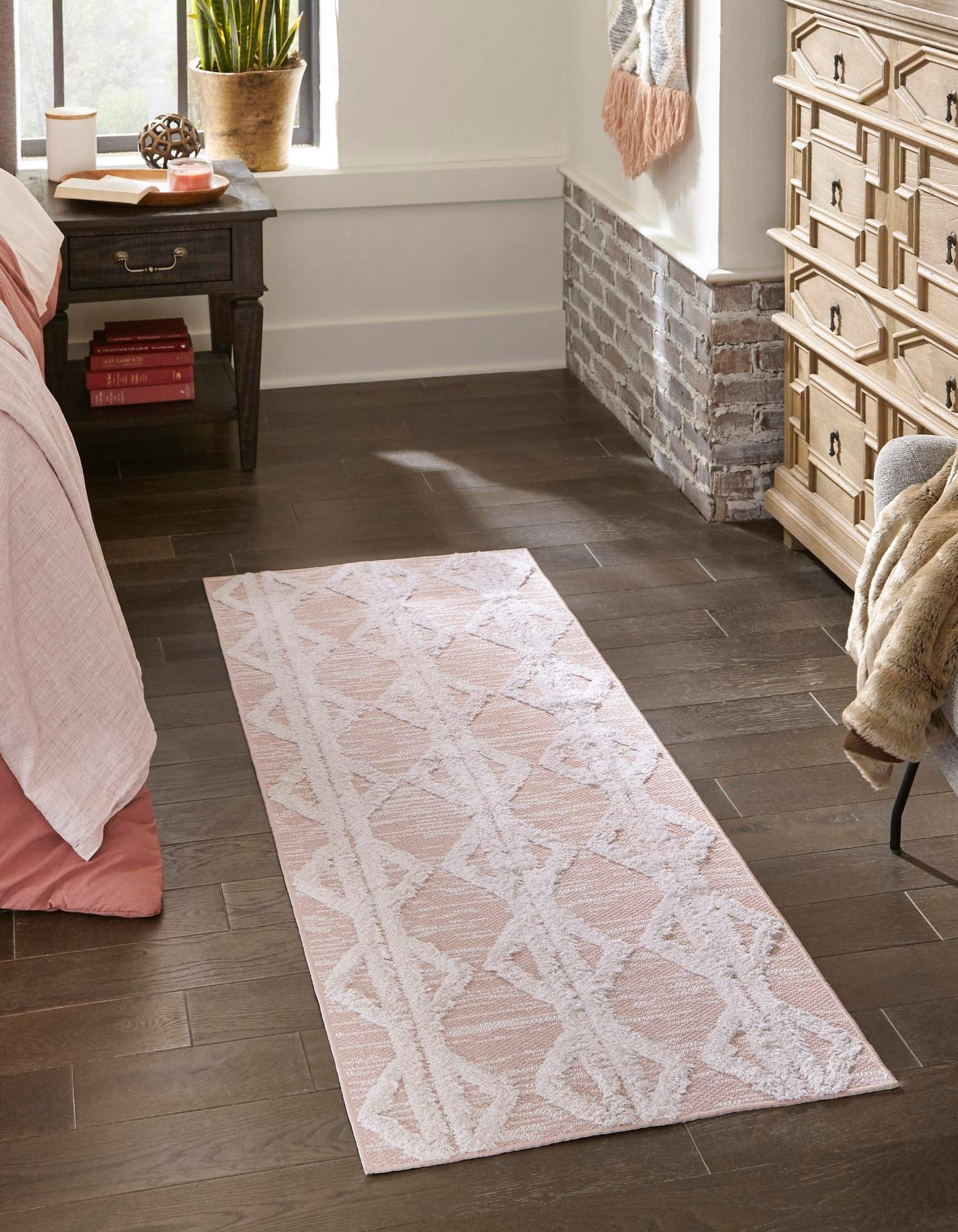 Sabrina Soto Casa Collection 12 Ft Runner Rug - Soft Pink Hallway & Entryway Rug for Home Decor | Durable & Stylish Floor Covering for Living Room, Bedroom, Dining Area