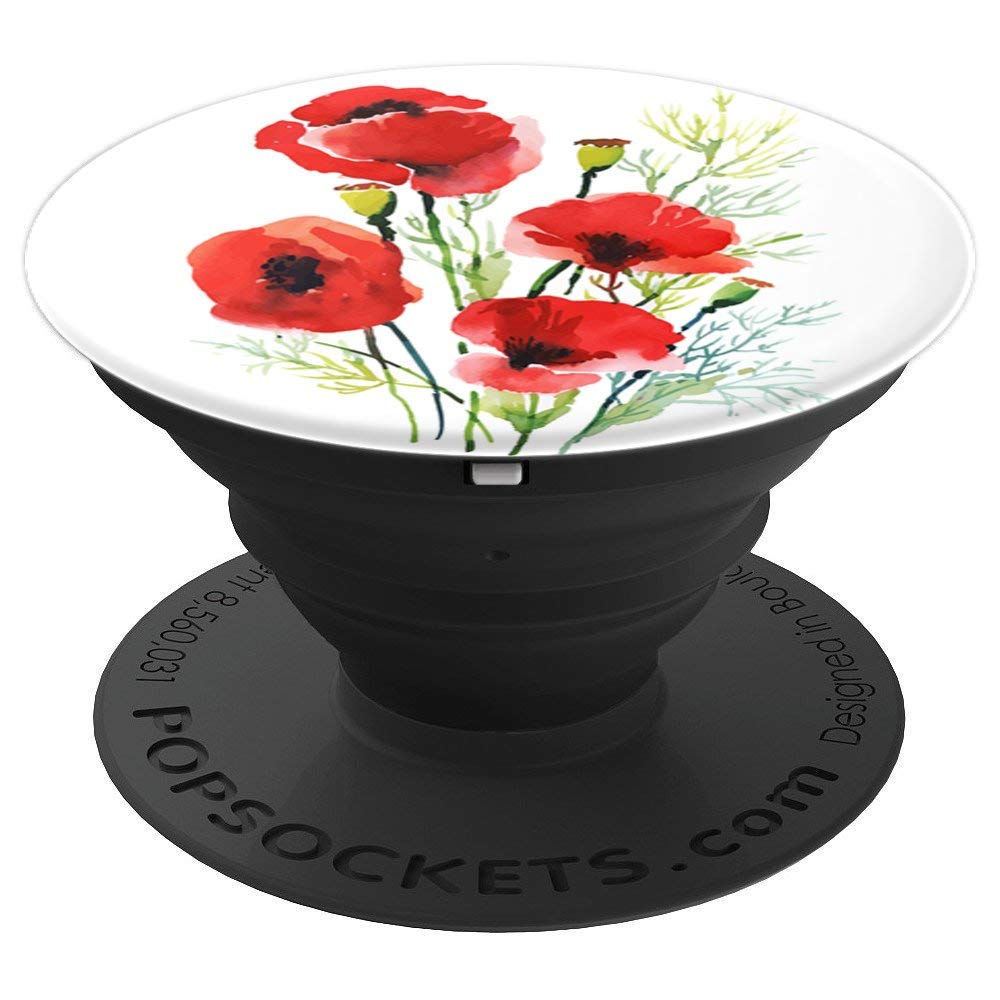 Watercolor Red Poppy Flower on White Background Pattern PopGrip - Swappable Phone & Tablet Grip for iPhone, Samsung | Perfect for Artists, Nature Lovers & Everyday Use
