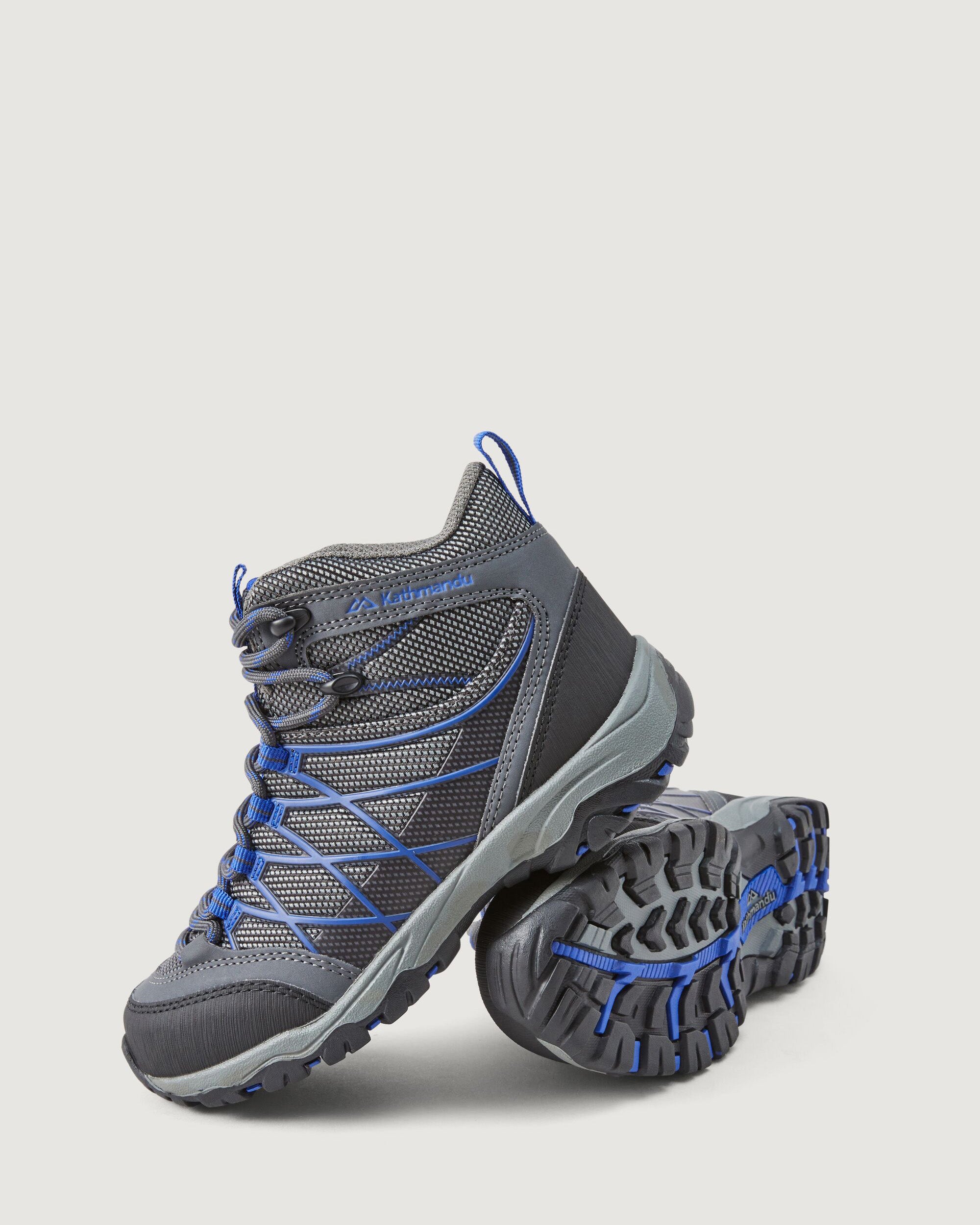 Messey Mid Kids' Unisex Boots v2 - Waterproof Winter Snow Boots for Boys & Girls, Grey/Blue - Perfect for Outdoor Play, Hiking & Cold Weather Adventures